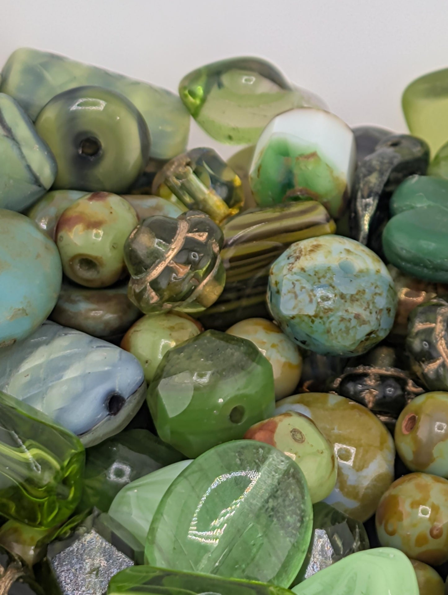 Olive Green Czech Glass Beads: Boho Jewelry Making Supply (30g pkg)