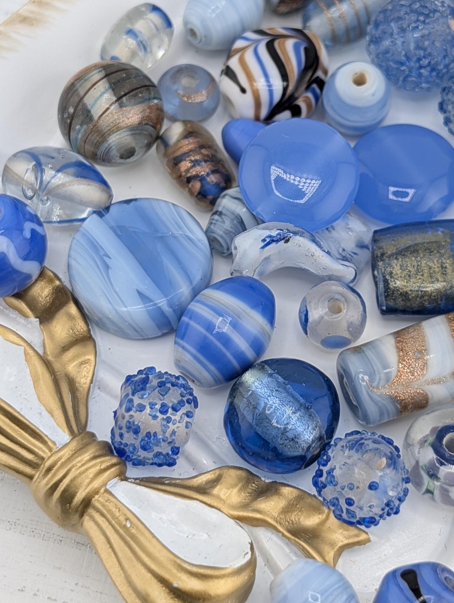Learise Lampwork Glass Beads: Baby Blue Jewelry Making Mix (6 oz)