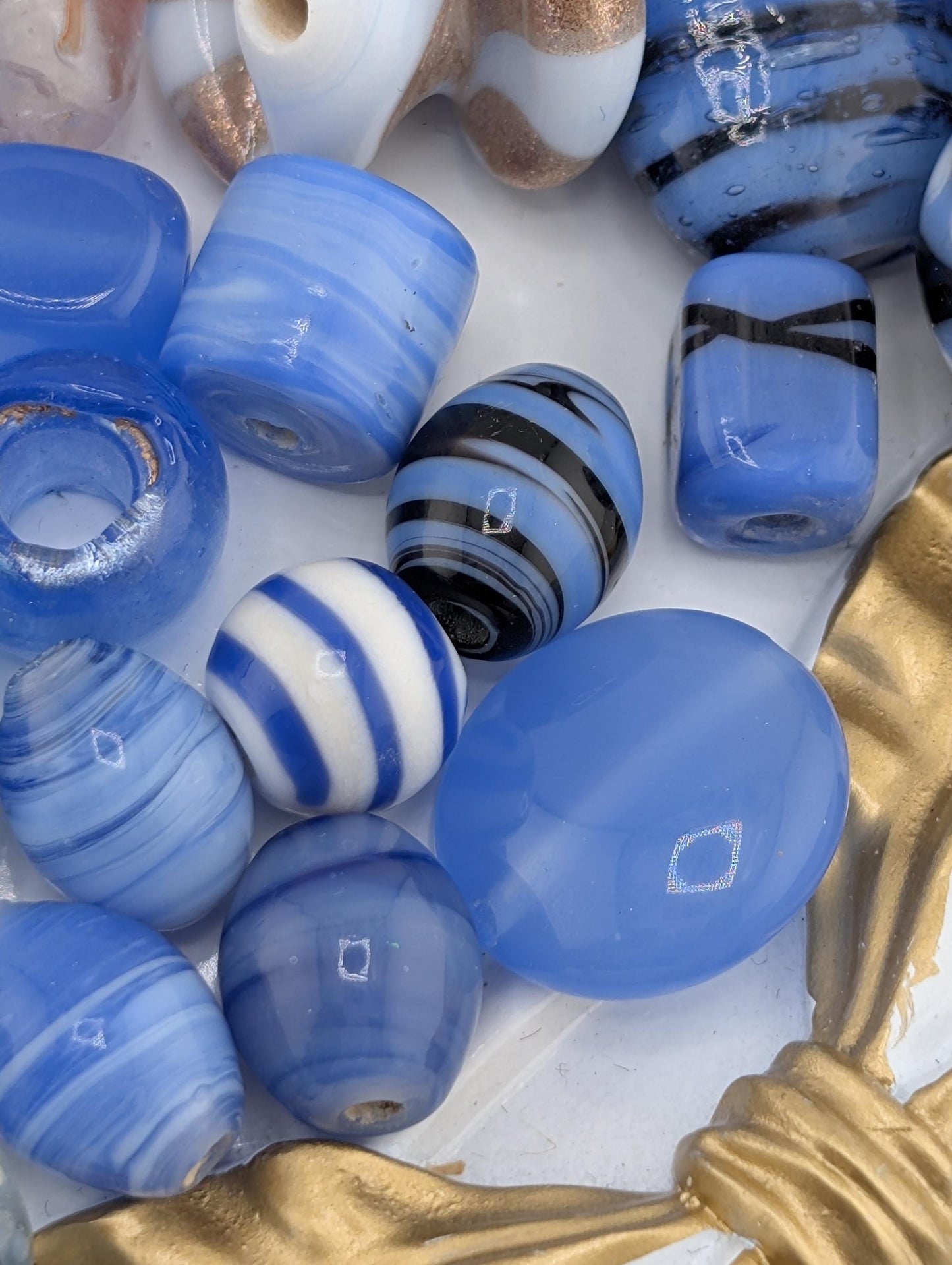 Learise Lampwork Glass Beads: Baby Blue Jewelry Making Mix (6 oz)
