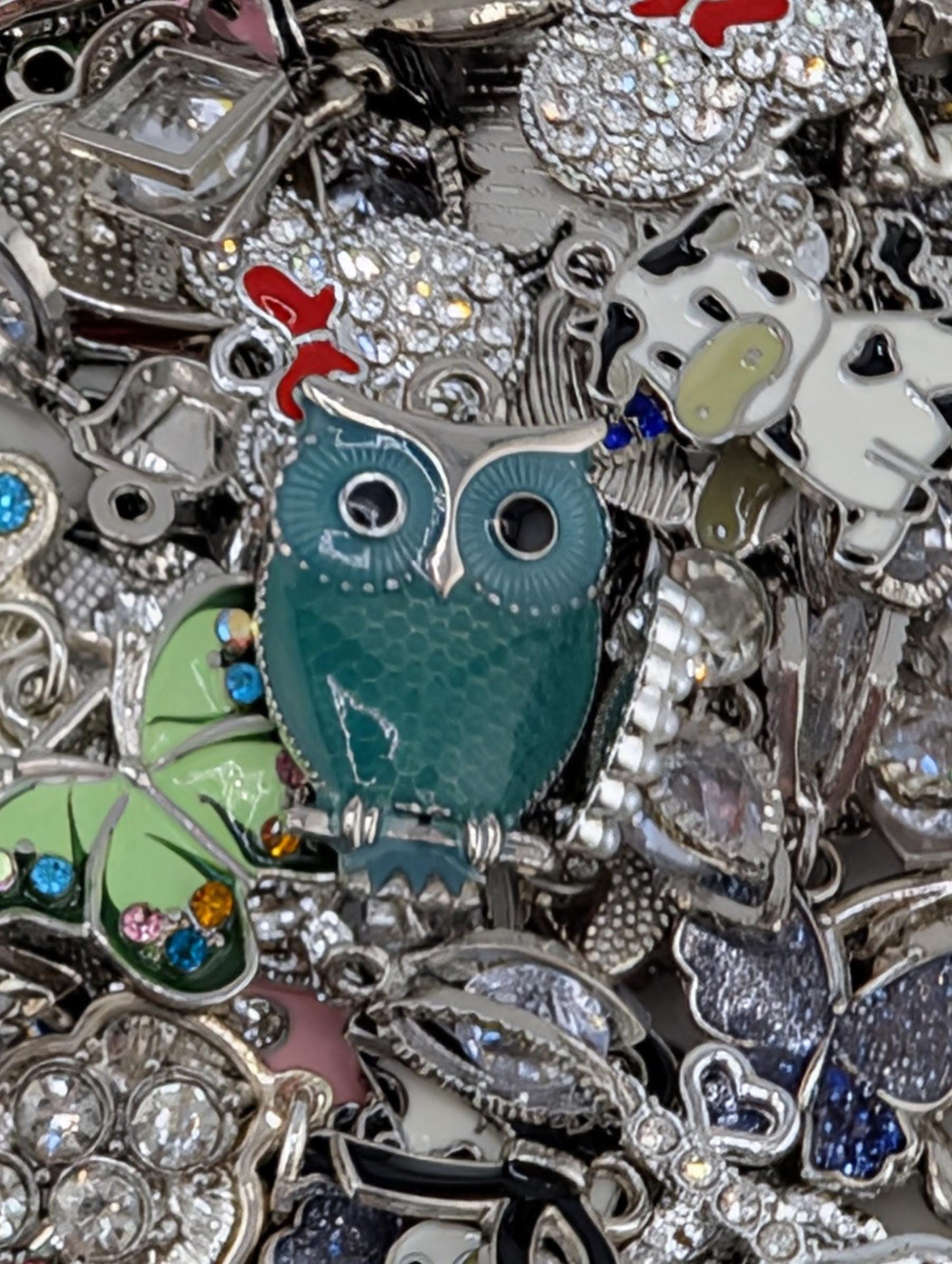 Silver Tone Enamel & Rhinestone Charm Grab Bags 30g (20-22 charms)