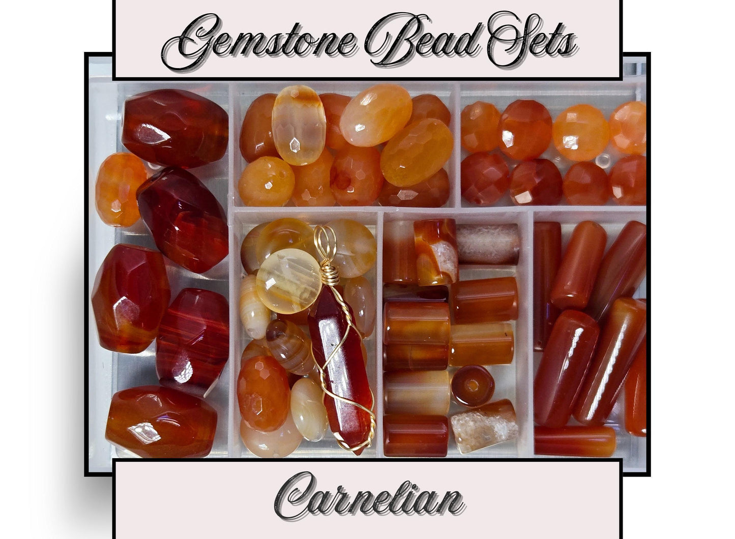 Carnelian Gemstone Bead Set for Jewelry Making Colors