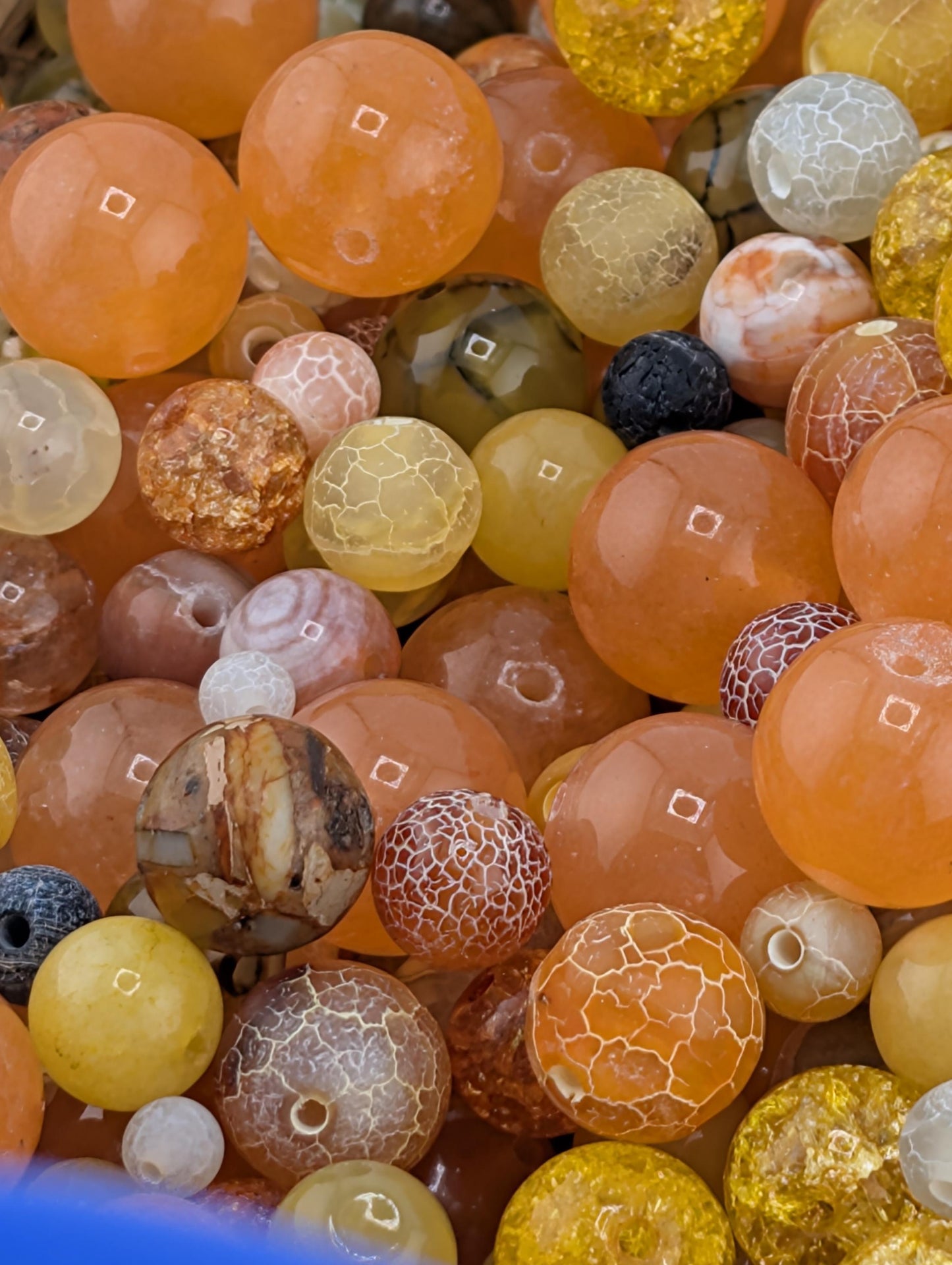 2 oz Agate Gemstone Bead Mix Orange & Yellow Jewelry Craft Supplies