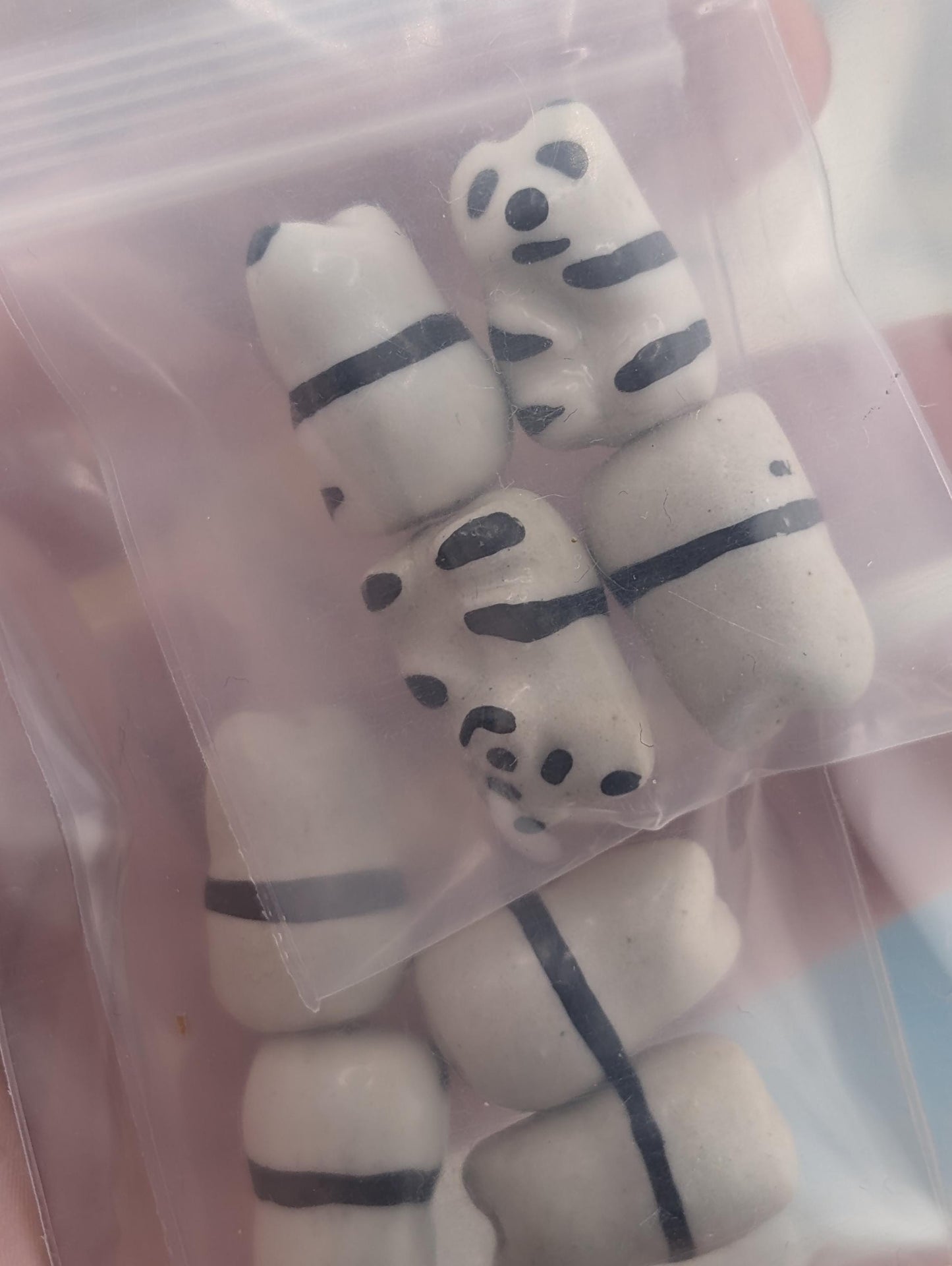 Ceramic Panda Beads - Handcrafted Jewelry Making - Set of 8