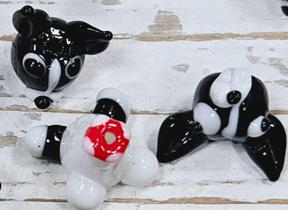 Silly Doggy Ceramic Focal Beads: Whimsical Jewelry Making (4 pcs)