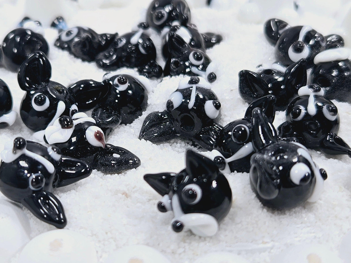 Silly Doggy Ceramic Focal Beads: Whimsical Jewelry Making (4 pcs)