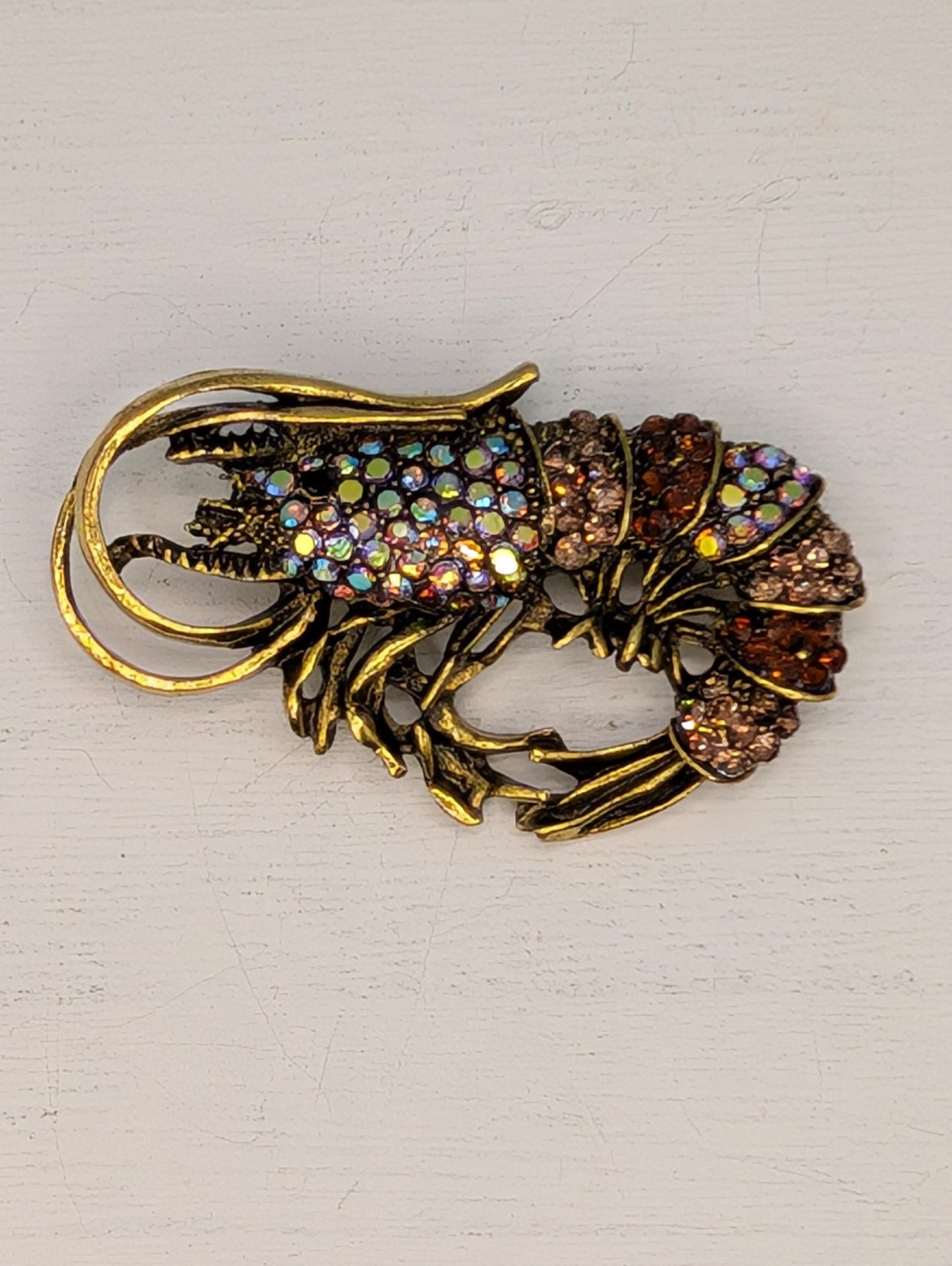 Topaz Shrimp for DIY Bag Charm, Pin Acessory or Pendant Brooch