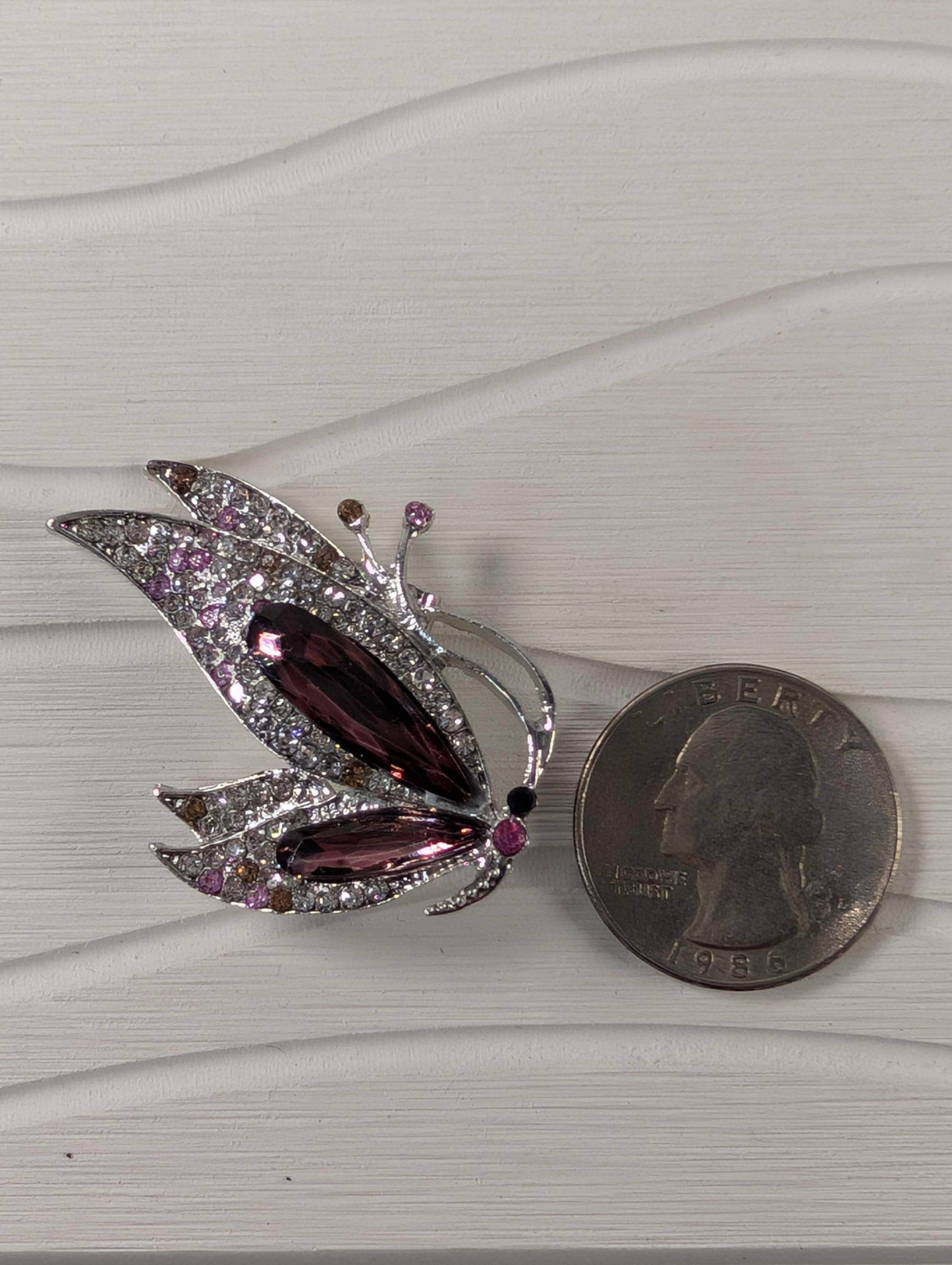 Silver Amethyst for DIY Bag Charm Pin Accessory or Pendant Brooch