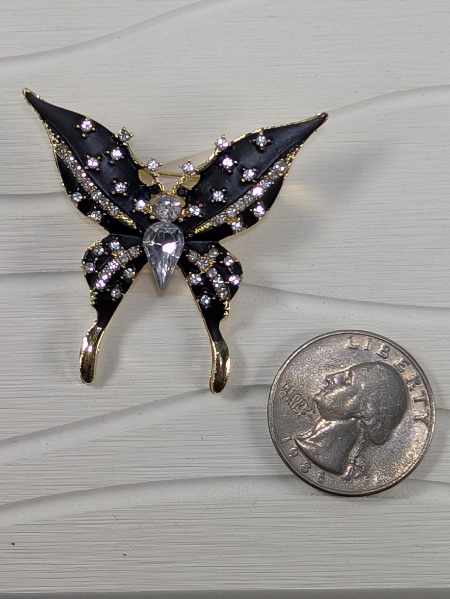 Black & Gold Butterfly Brooch