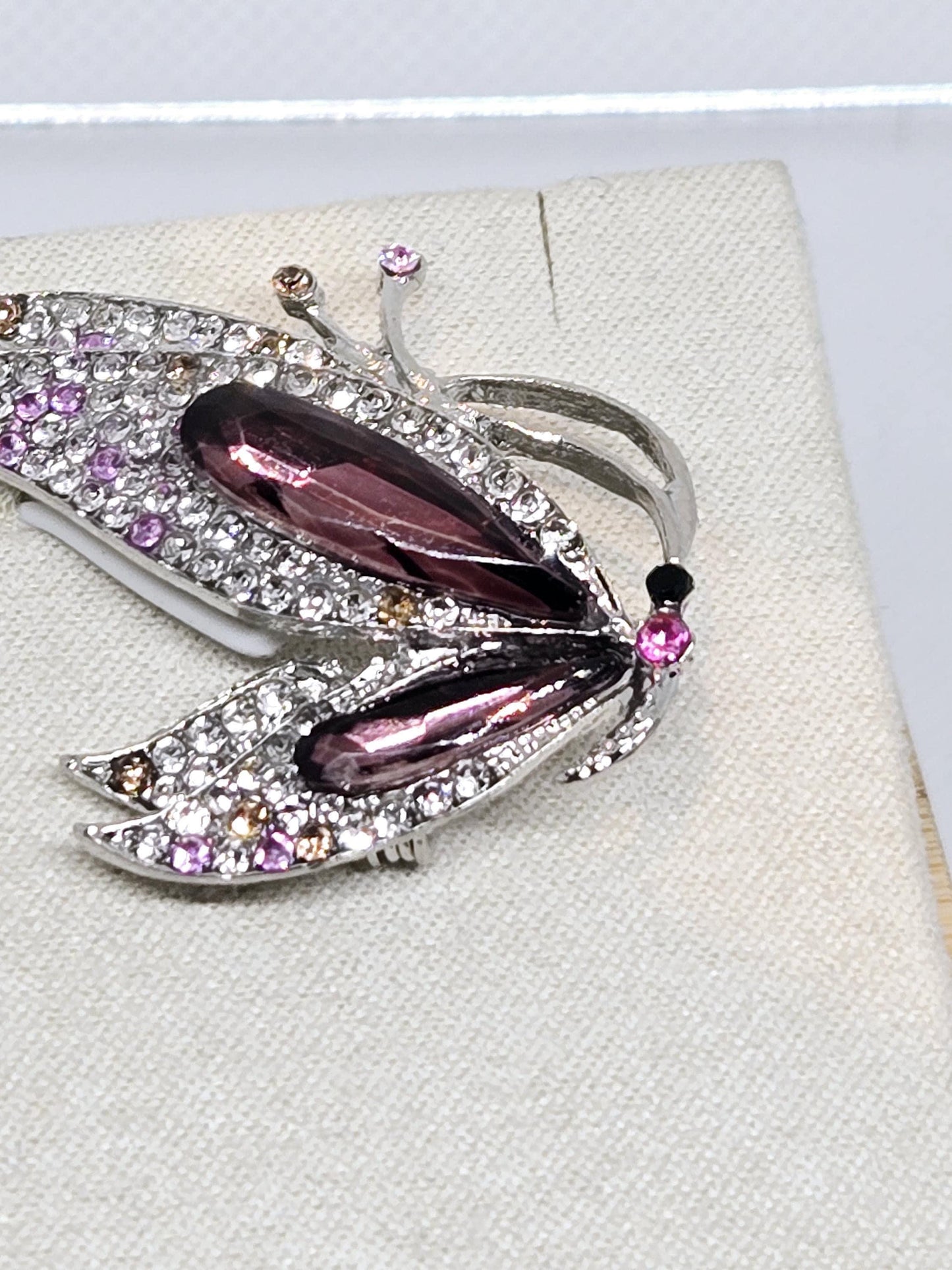 Silver Amethyst for DIY Bag Charm Pin Accessory or Pendant Brooch