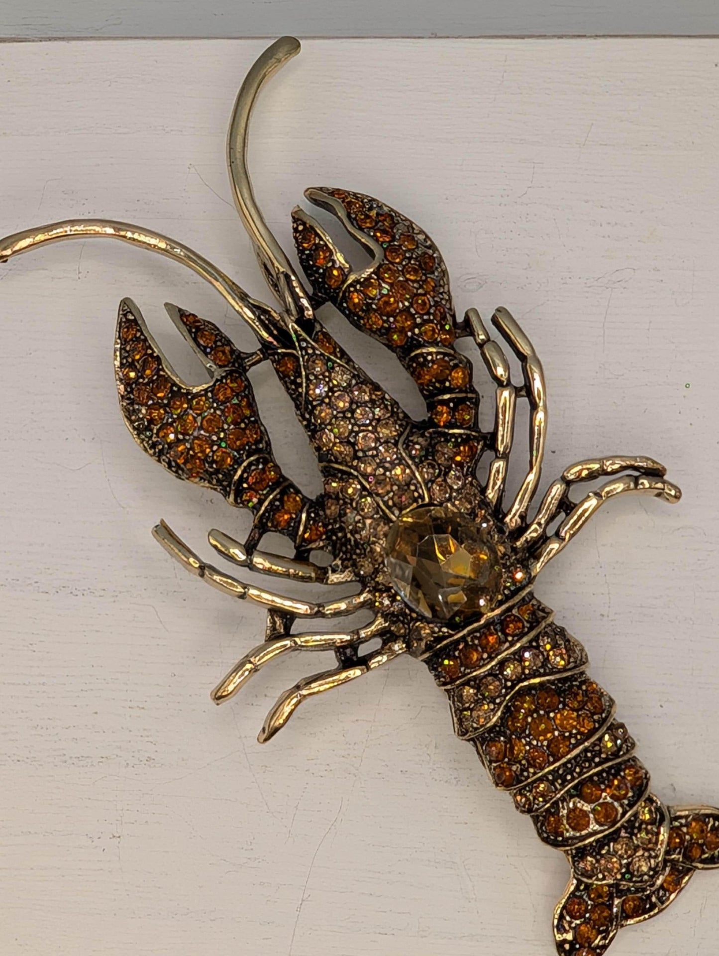 Topaz Lobster for DIY Bag Charm, Pin Acessory or Pendant Brooch