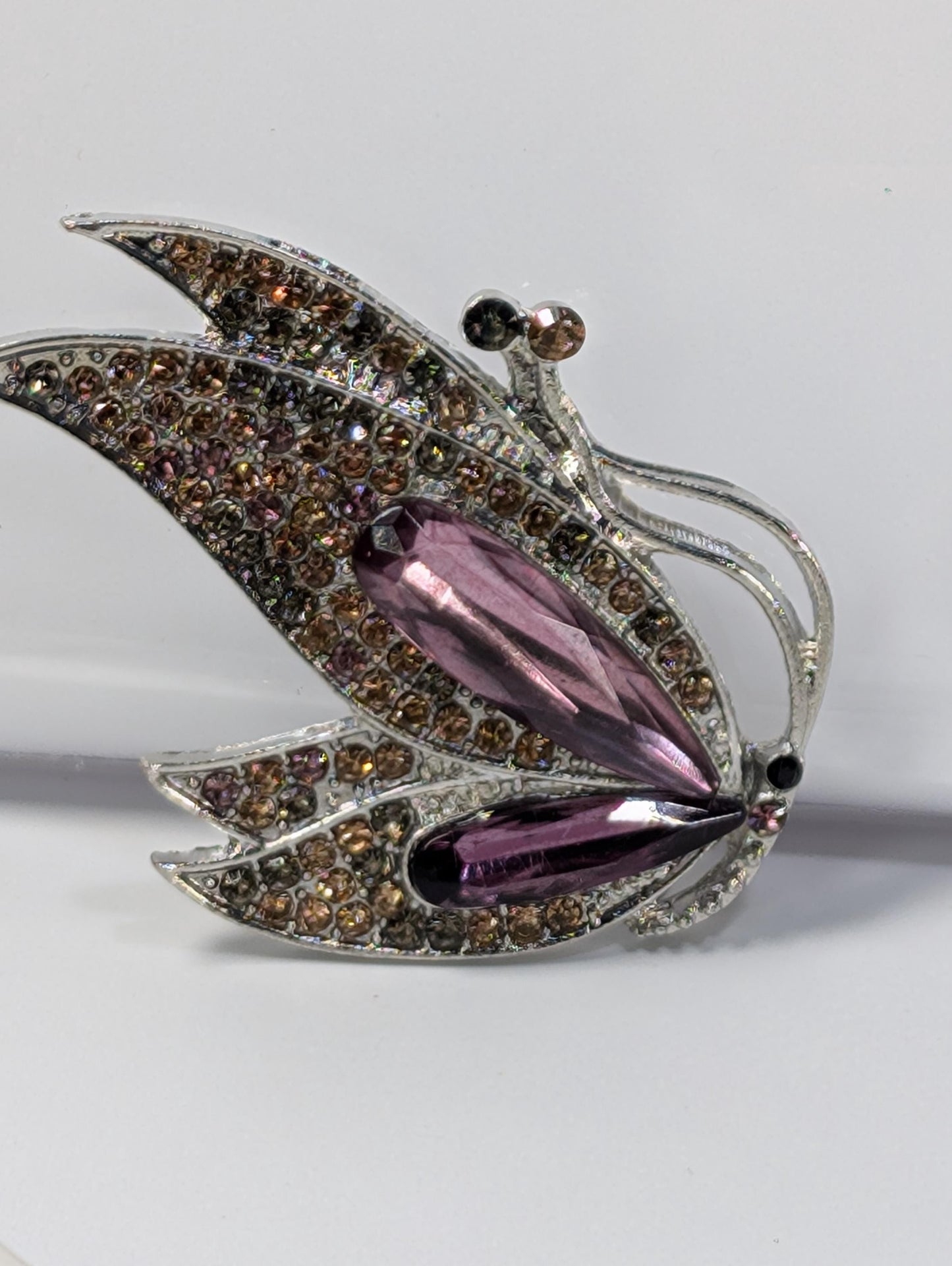 Silver Purple Topaz for DIY Bag Charm Pin Accessory or Pendant Brooch