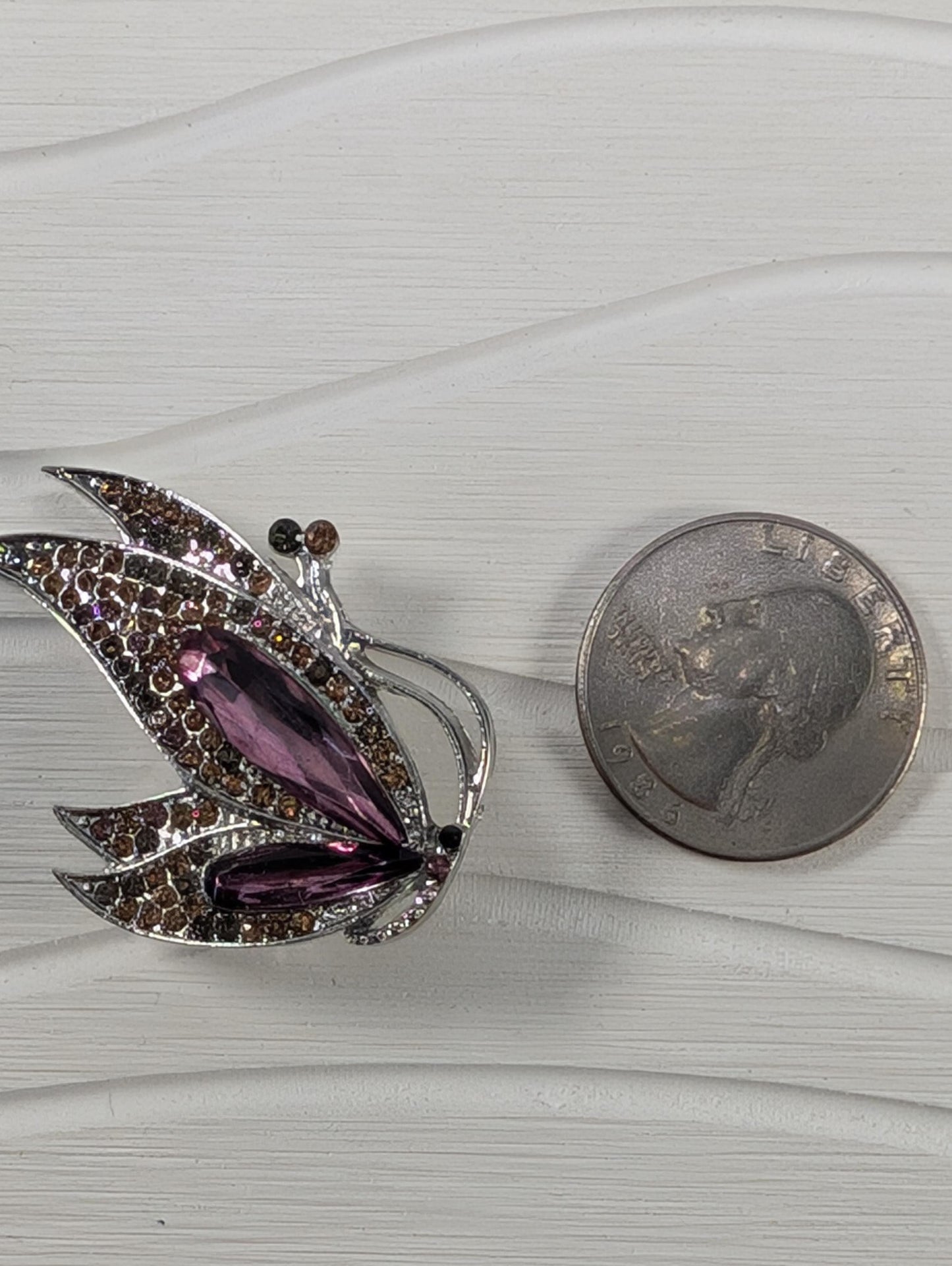 Silver Purple Topaz for DIY Bag Charm Pin Accessory or Pendant Brooch