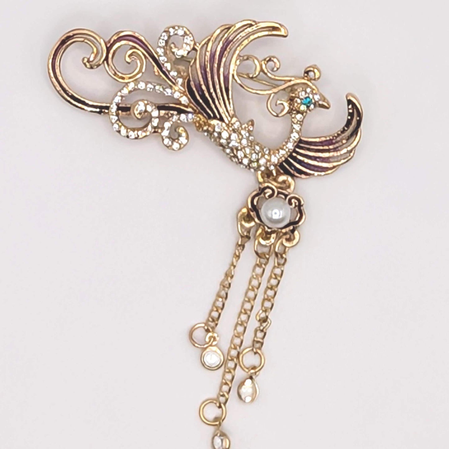 Gold Plated Phoenix : Dazzling Yellow Bird Pin (70x50mm) Brooch
