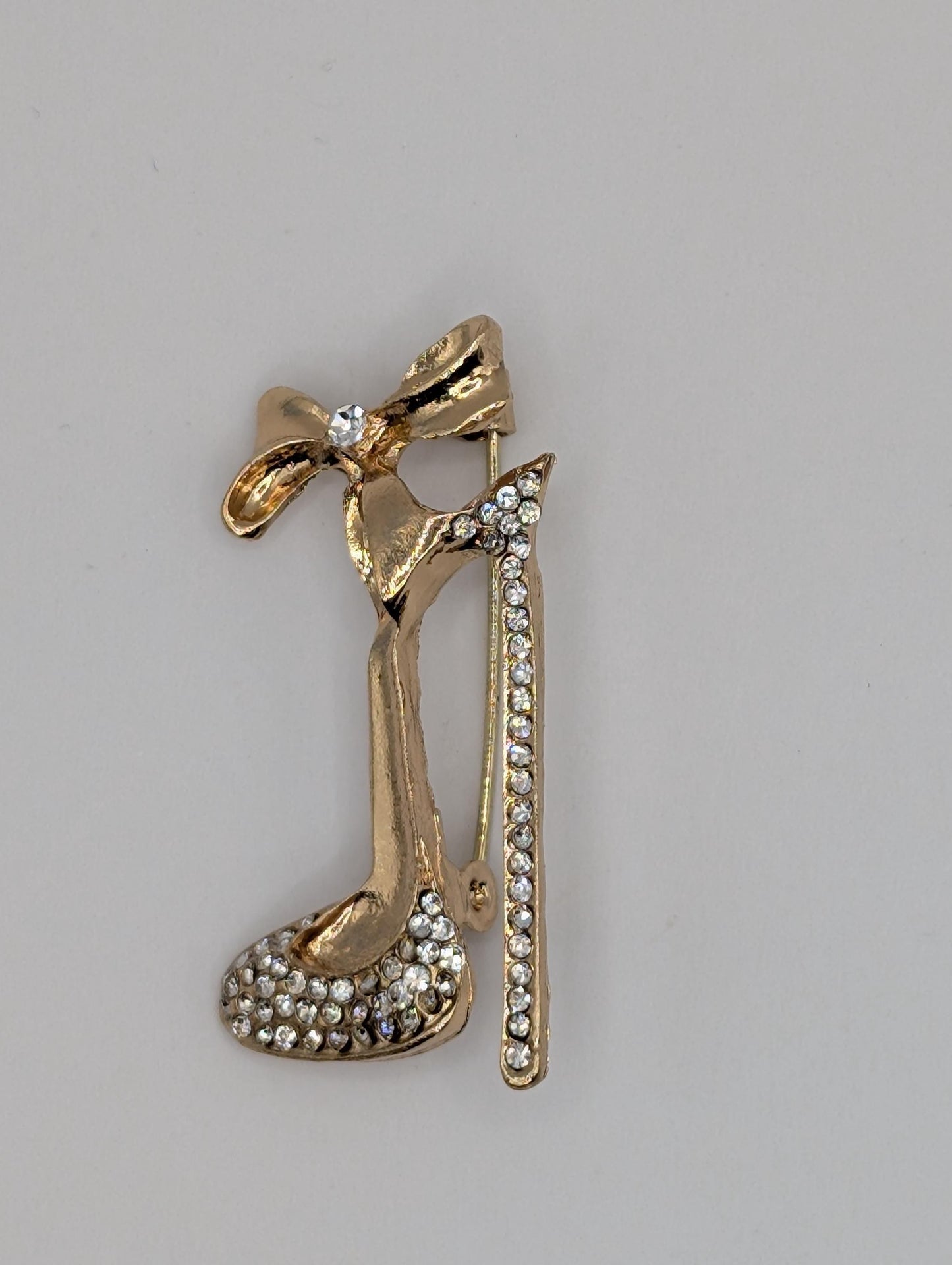 Golden Plate Cz High Heel Brooch