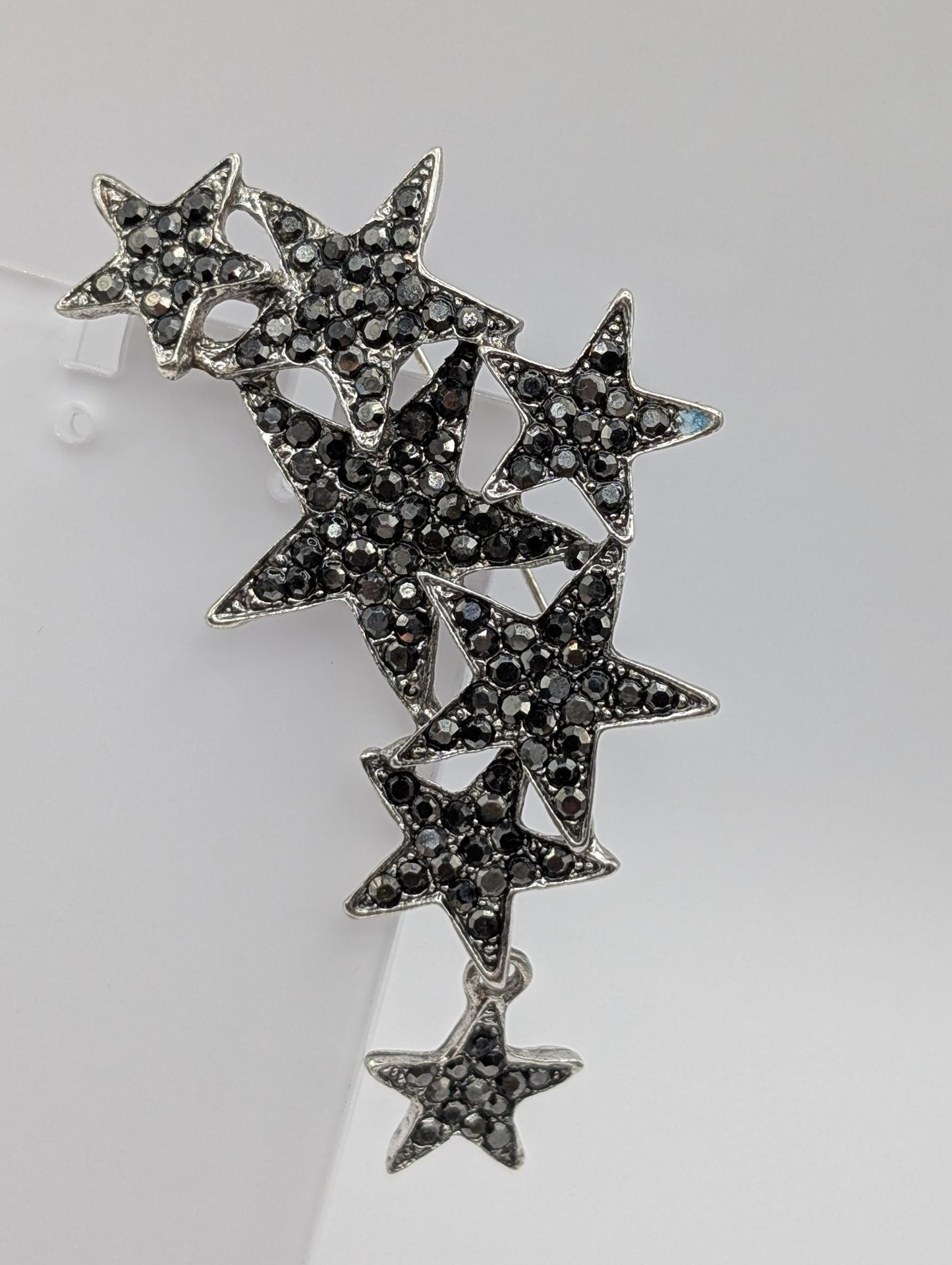 Silver Plated Gunmetal Tone Multistar Brooch