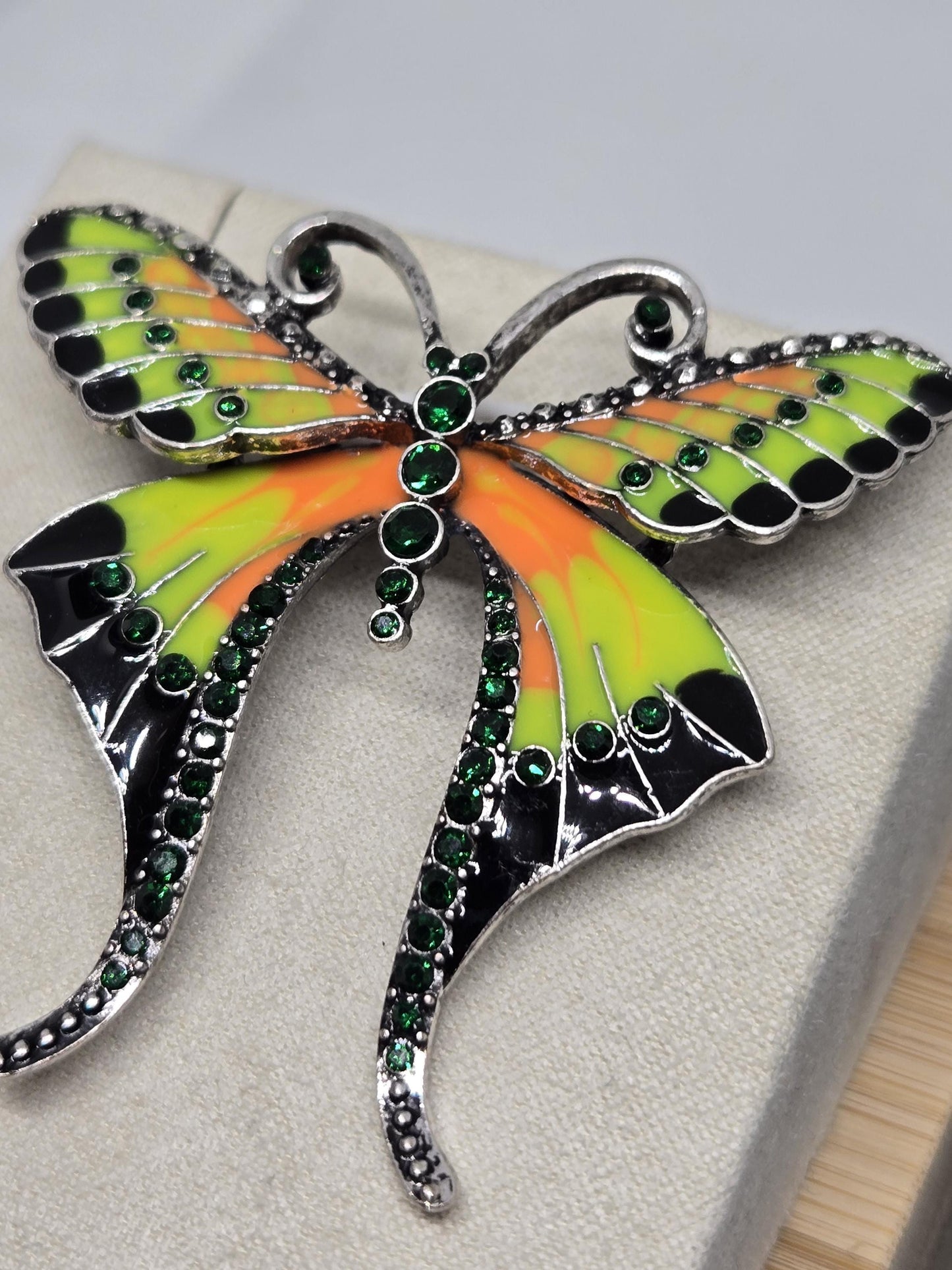 Silver Plated Neon Color Enamel Brooch