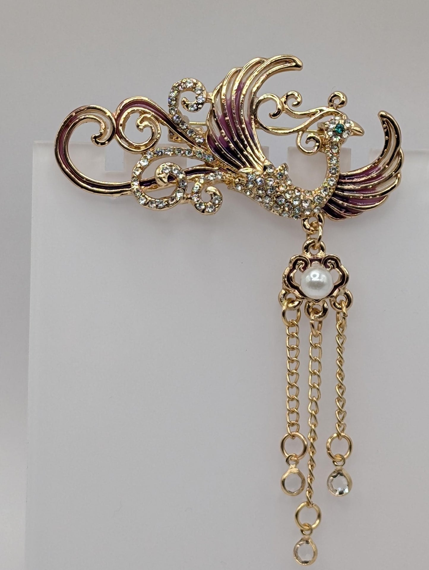 Gold Plated Phoenix : Dazzling Yellow Bird Pin (70x50mm) Brooch