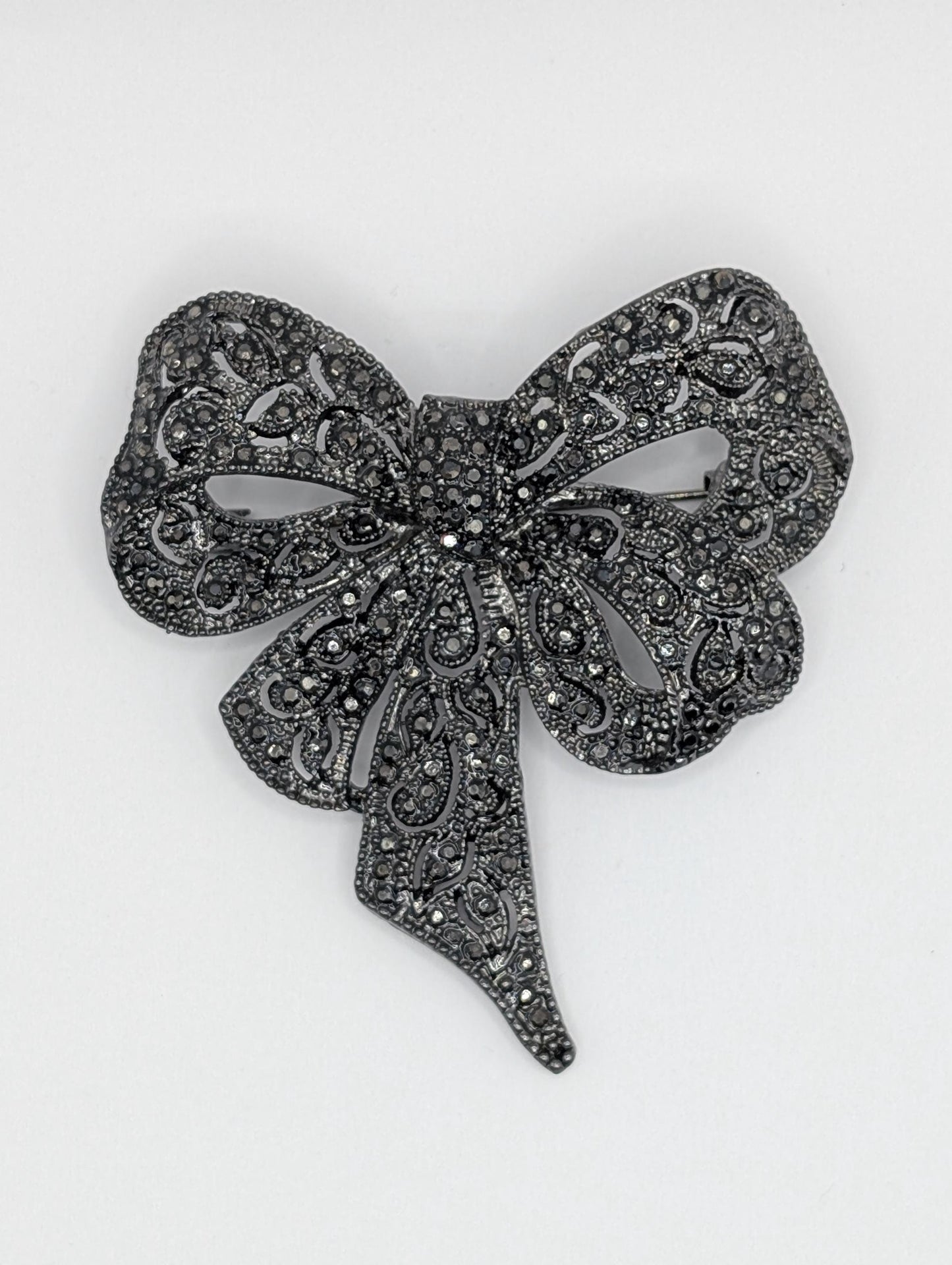 Gunmetal rhinestone Bowtie Brooch