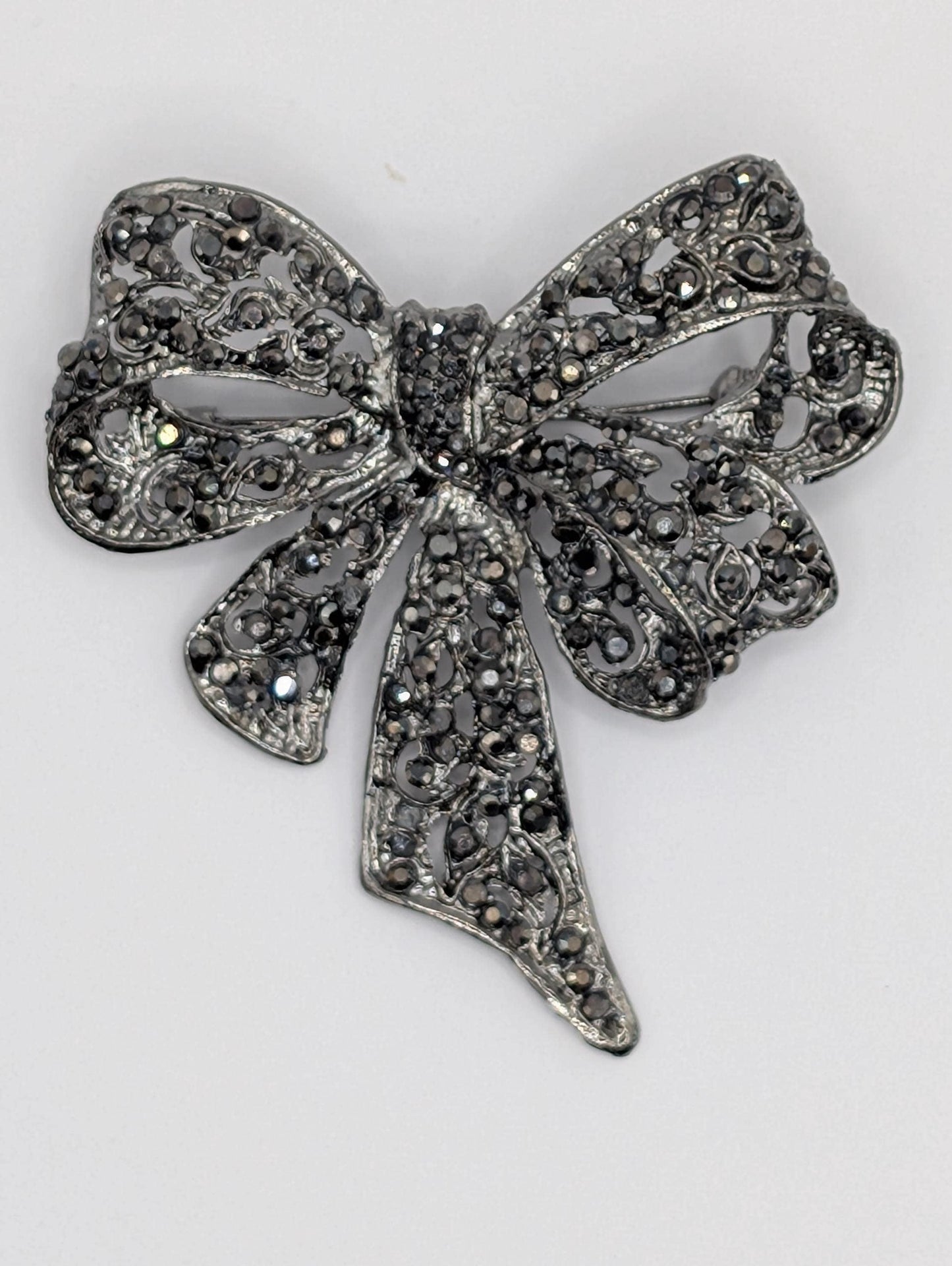 Gunmetal rhinestone Bowtie Brooch