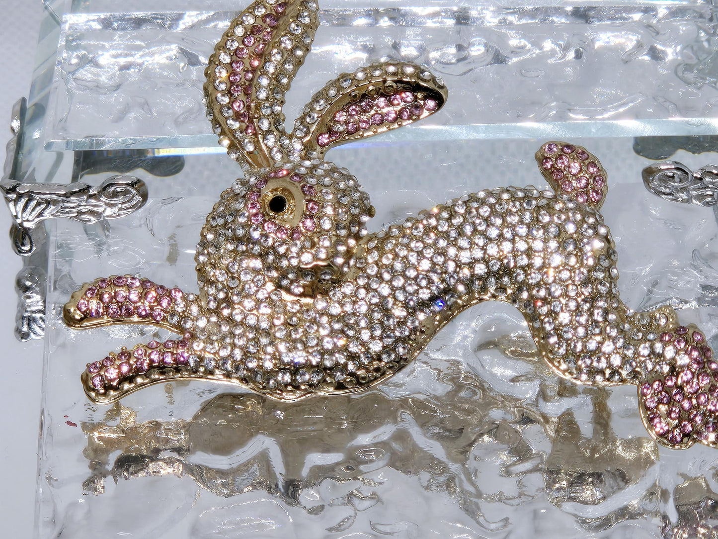 Rose Golden Plate CZ Bunny Rabbit Brooch