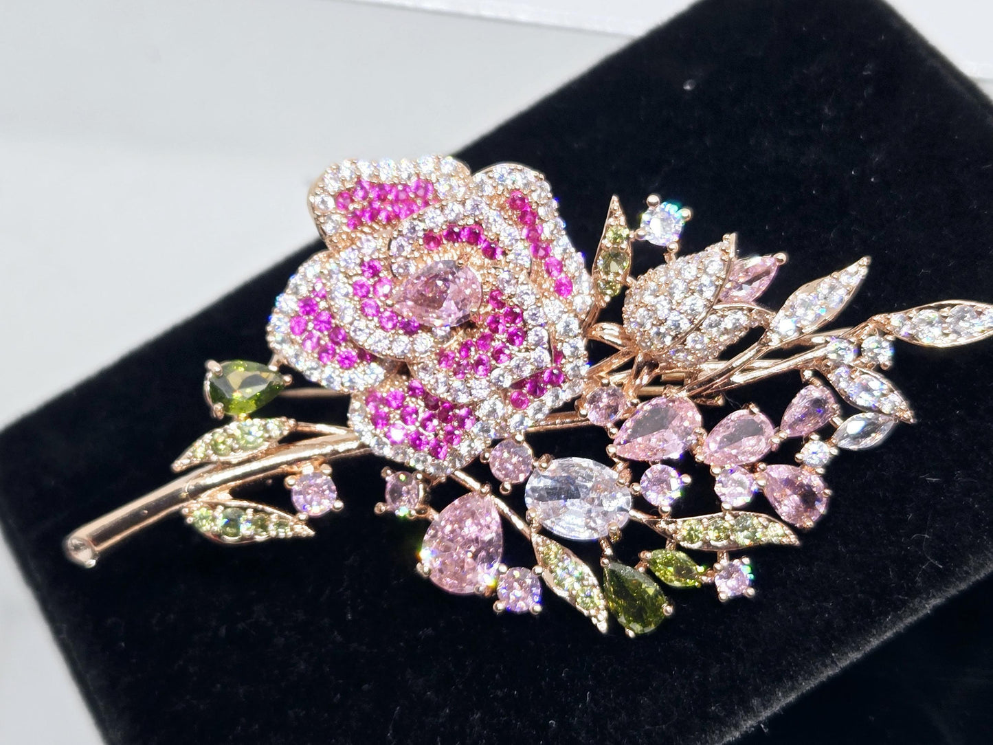 Rose Gold Plated Rose : Elegant Floral Pin (75x35mm) Brooch