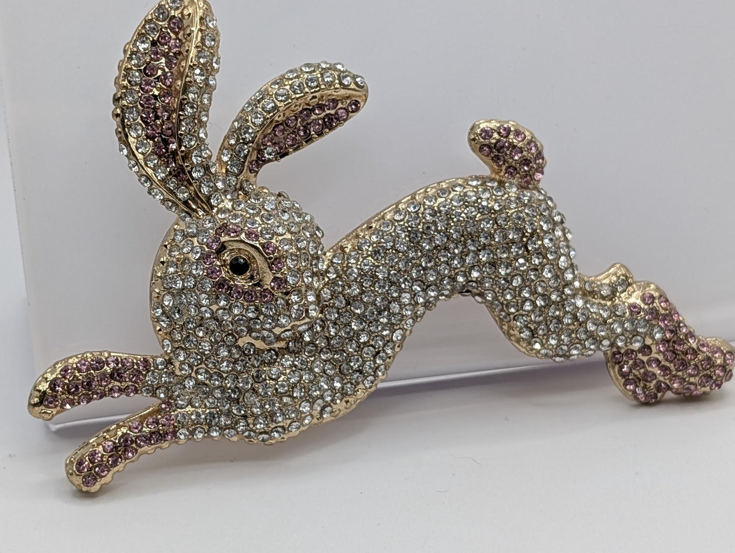 Rose Golden Plate CZ Bunny Rabbit Brooch