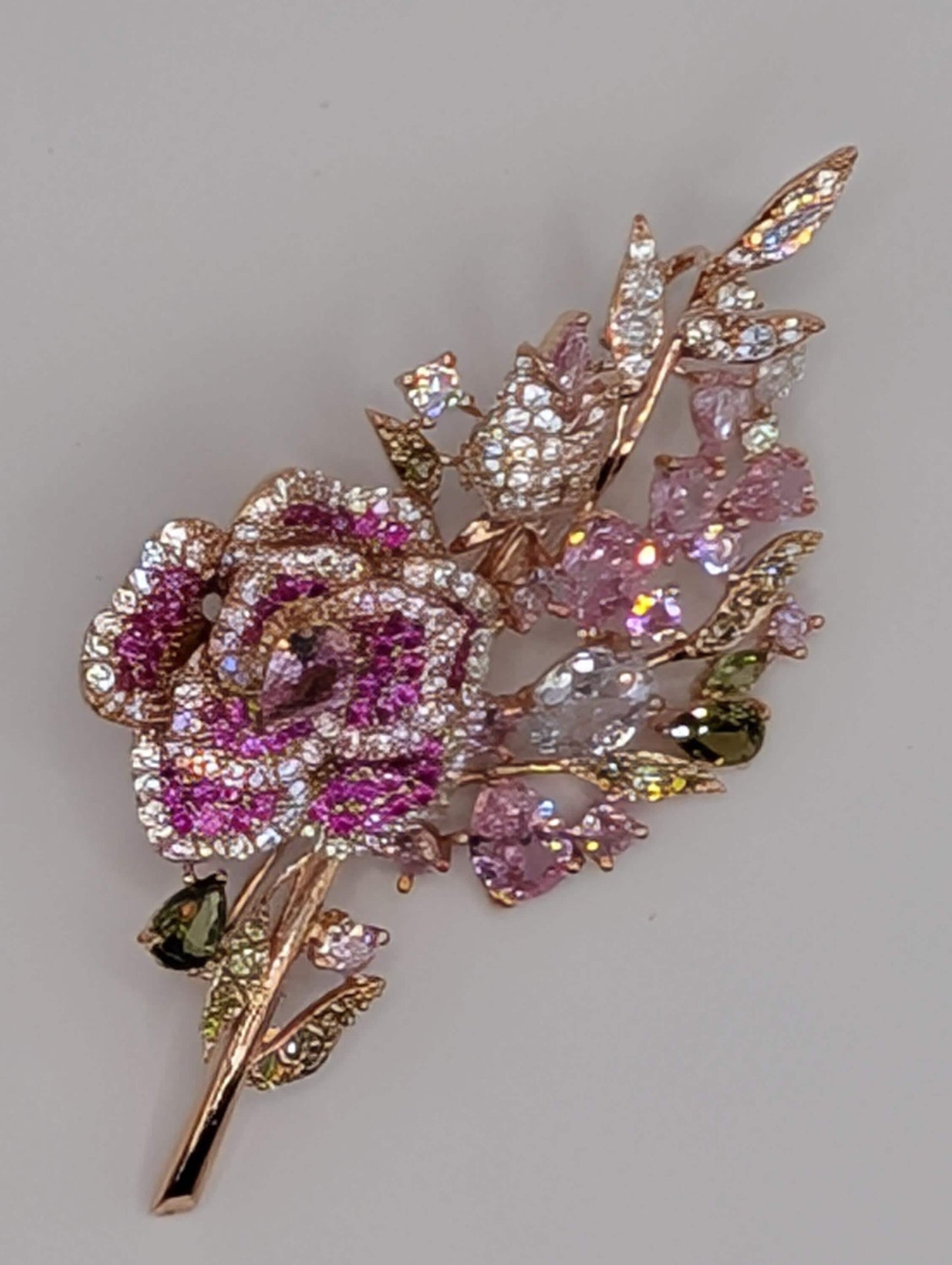 Rose Gold Plated Rose : Elegant Floral Pin (75x35mm) Brooch