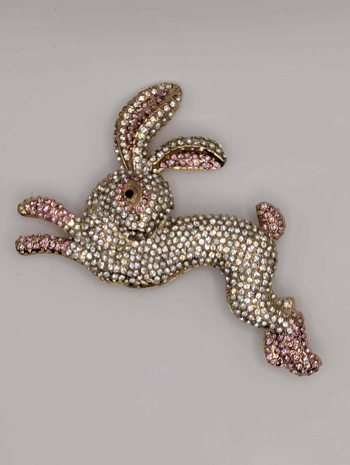 Rose Golden Plate CZ Bunny Rabbit Brooch