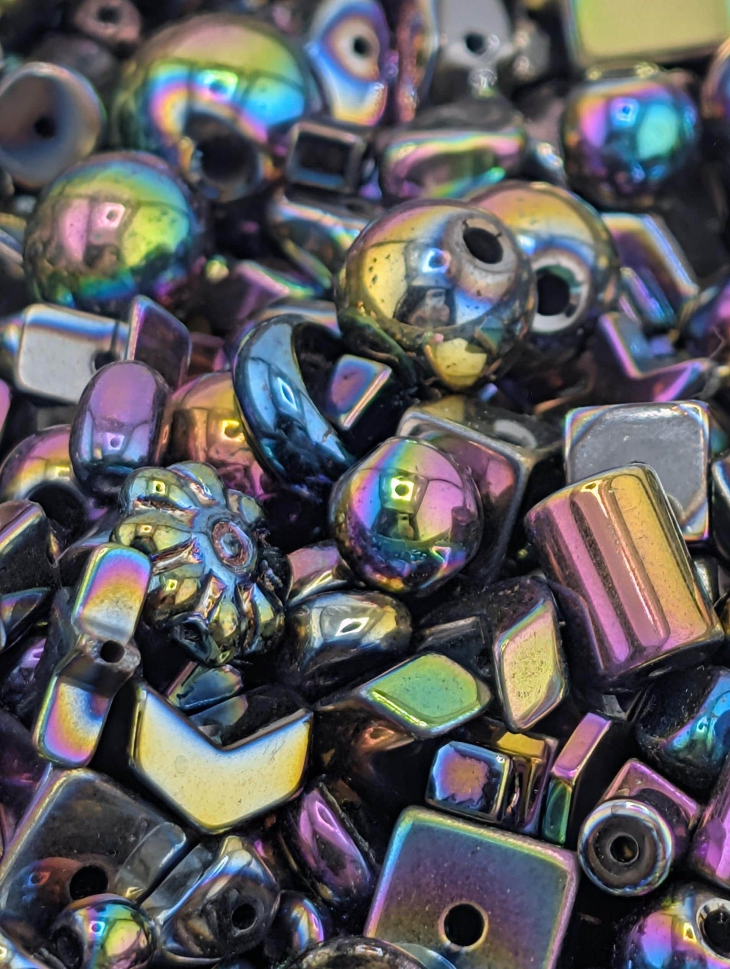 Rainbow Hematite Gemstone Mix: 2oz Natural Stone Crafting Beads
