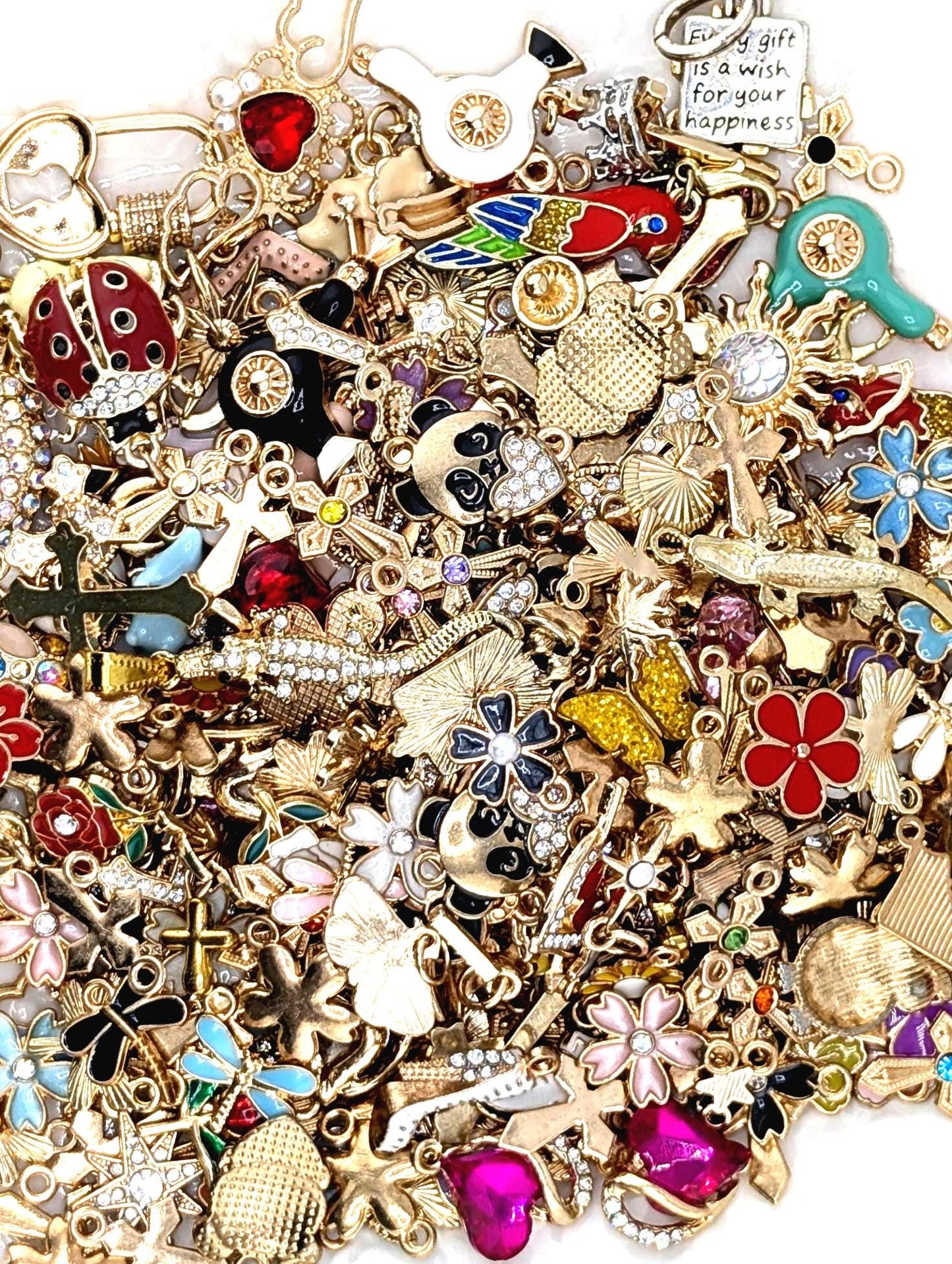 Golden Tone Enamel & Rhinestone Charm Grab Bags 30g (20-22 charms)