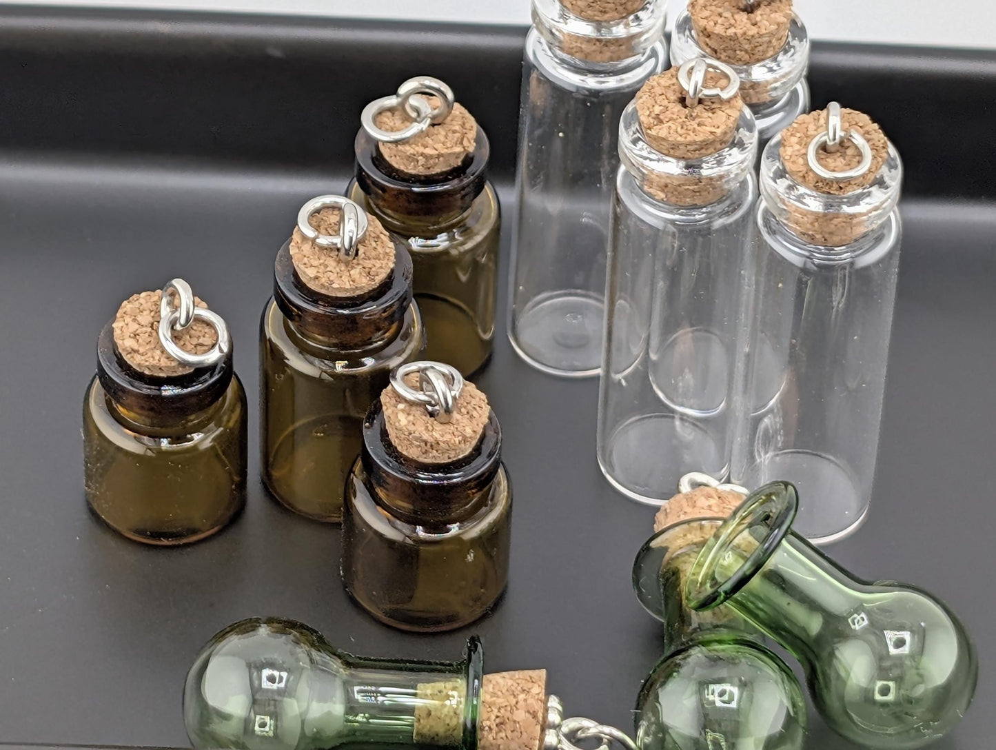 Set of 10 Glass Vial Charms: DIY Jewelry Making Supplies