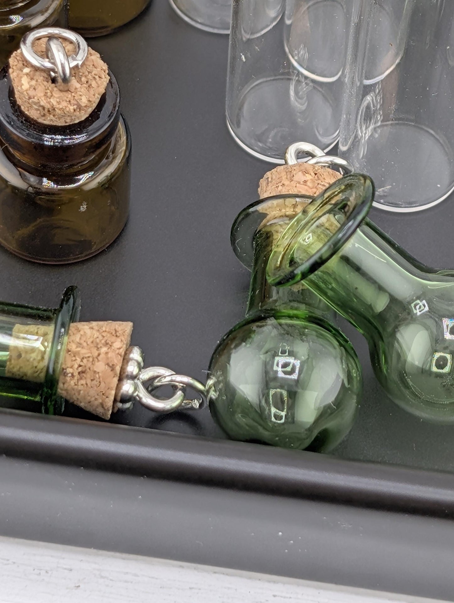 Set of 10 Glass Vial Charms: DIY Jewelry Making Supplies