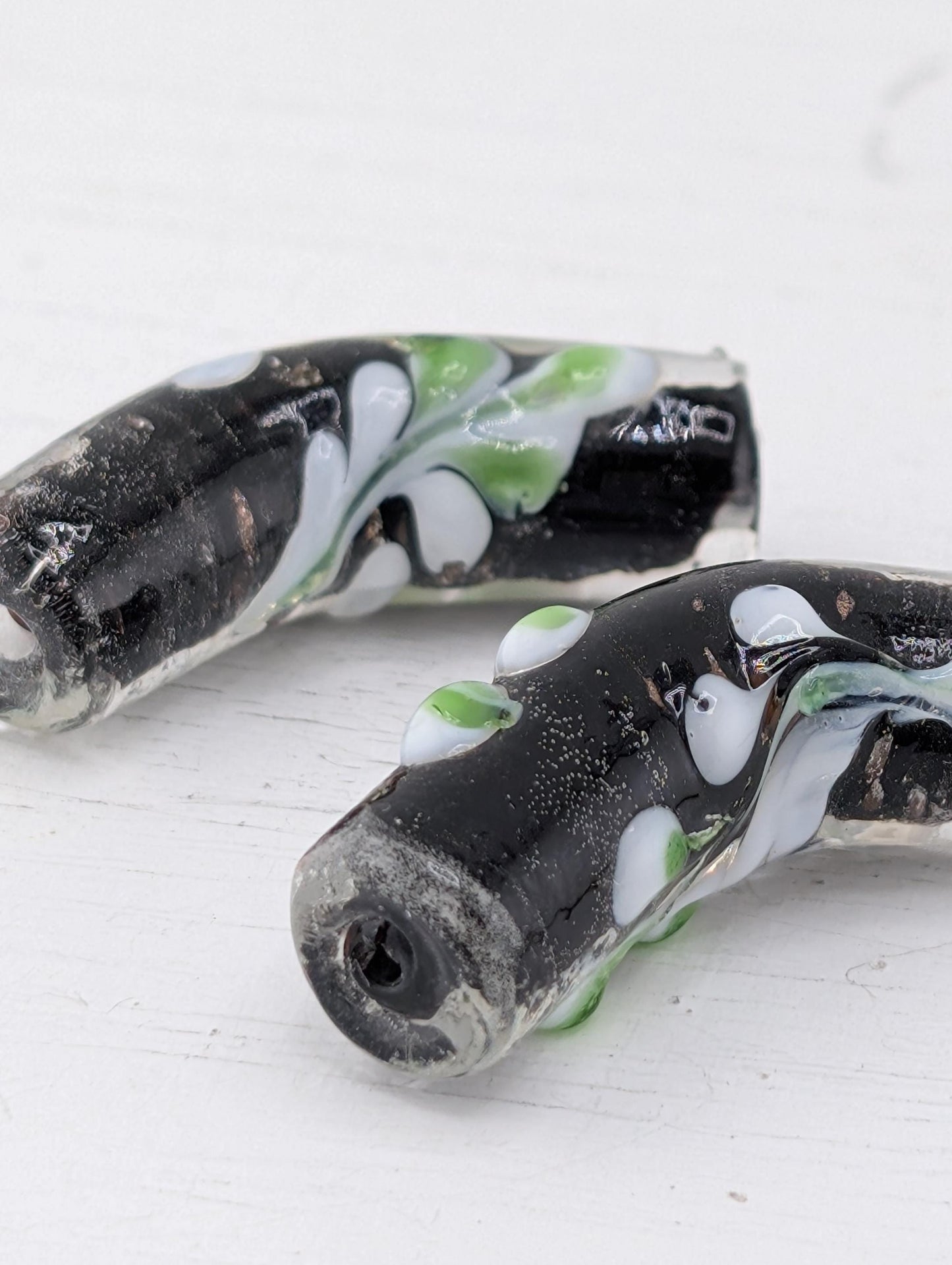 3 Sets of Elbow Glass Lampwork Beads 4 Brown & 2 Black Sets