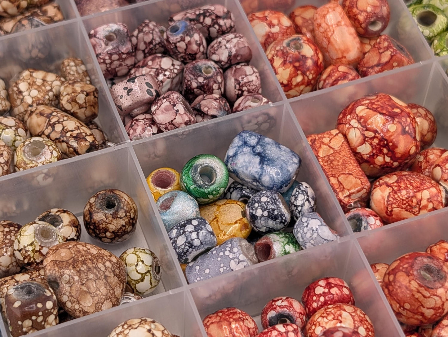 Assorted Glass Marbled Beads