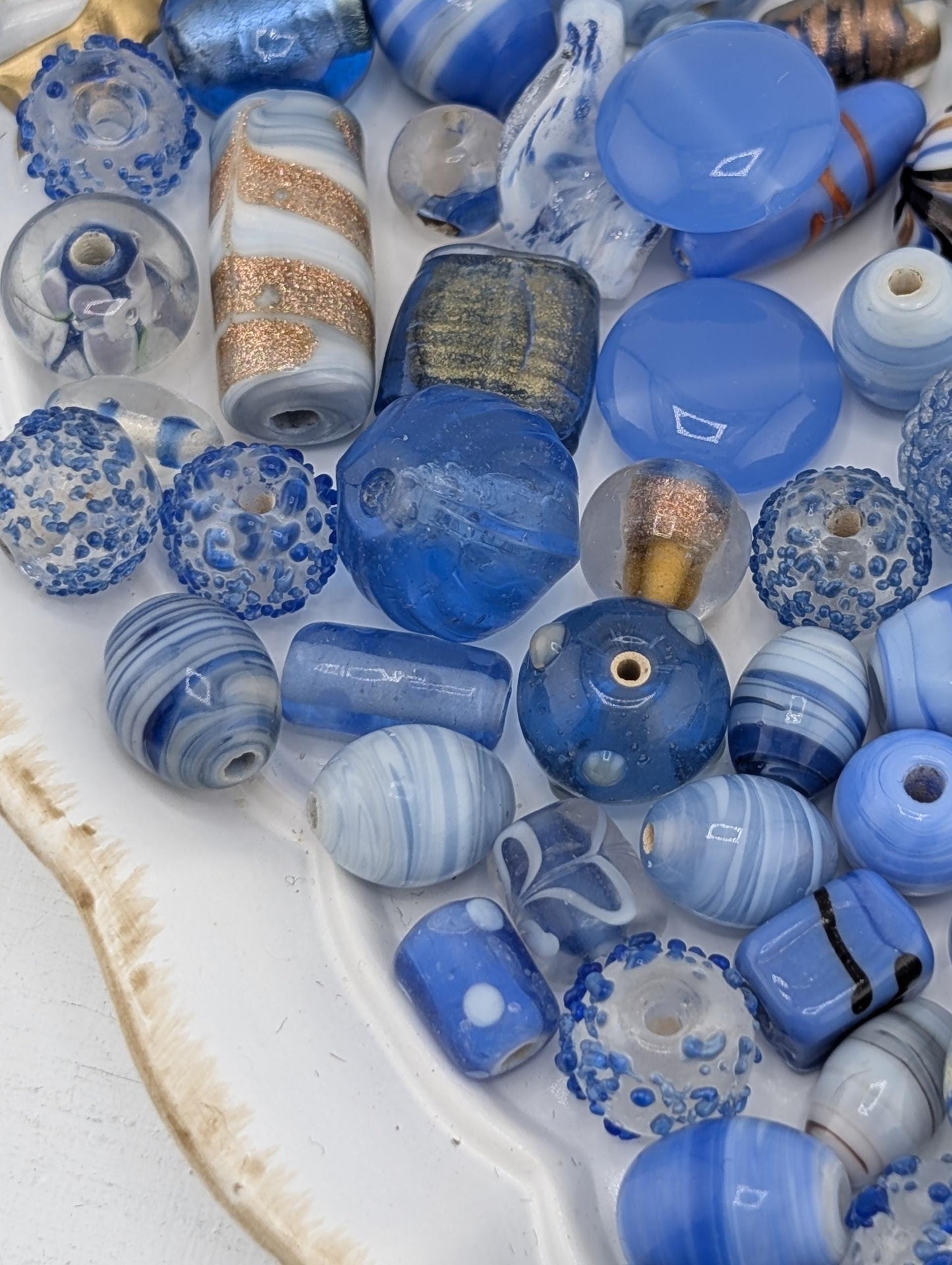 Learise Lampwork Glass Beads: Baby Blue Jewelry Making Mix (6 oz)