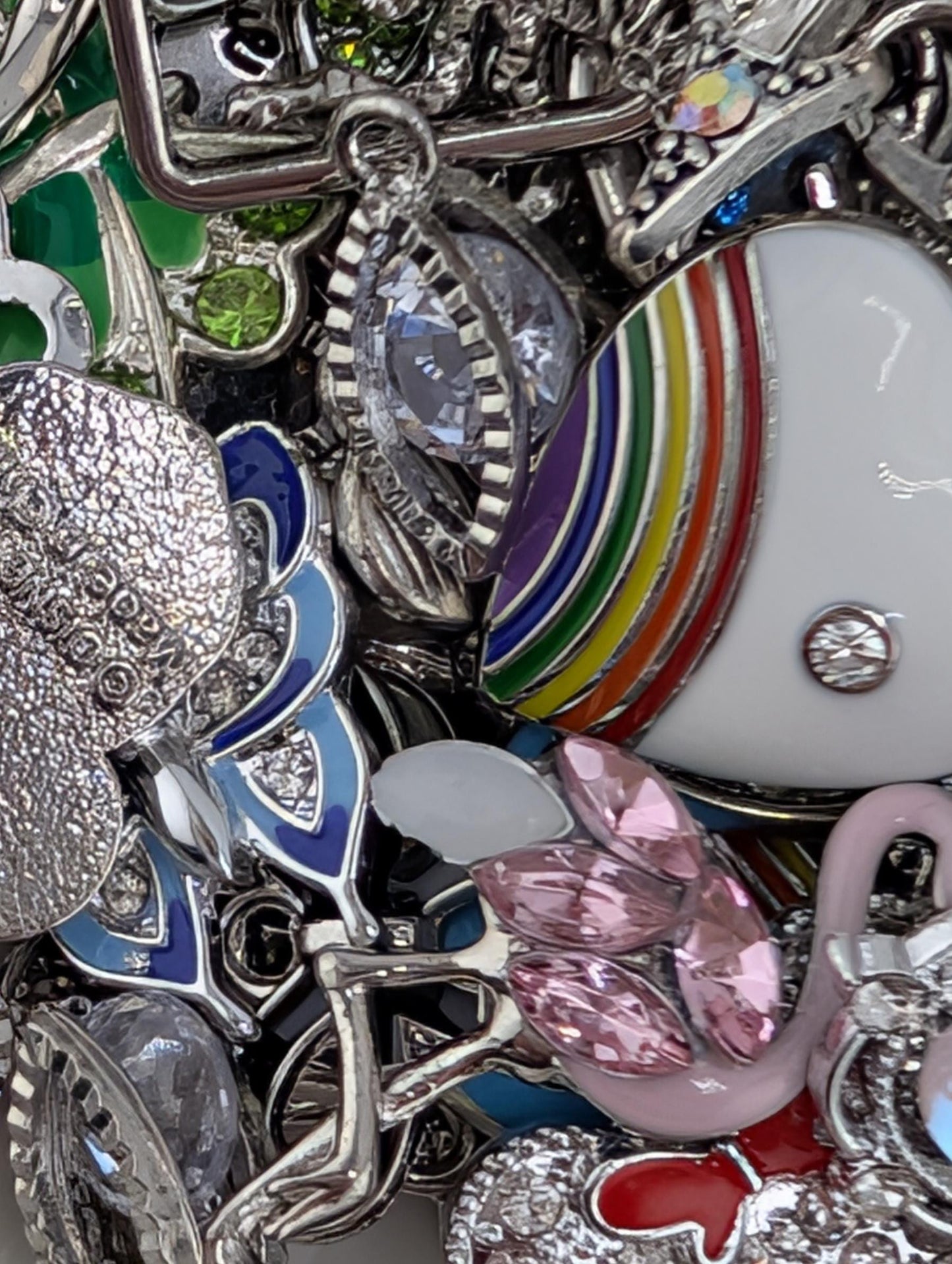 Silver Tone Enamel & Rhinestone Charm Grab Bags 30g (20-22 charms)