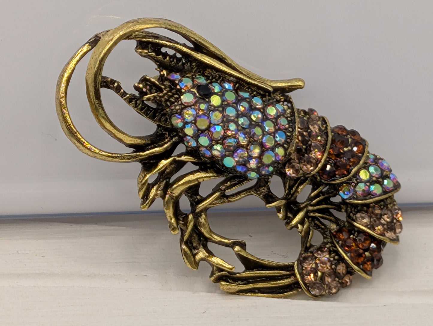 Topaz Shrimp for DIY Bag Charm, Pin Acessory or Pendant Brooch