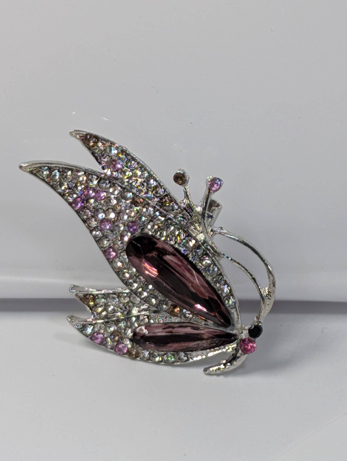 Silver Amethyst for DIY Bag Charm Pin Accessory or Pendant Brooch