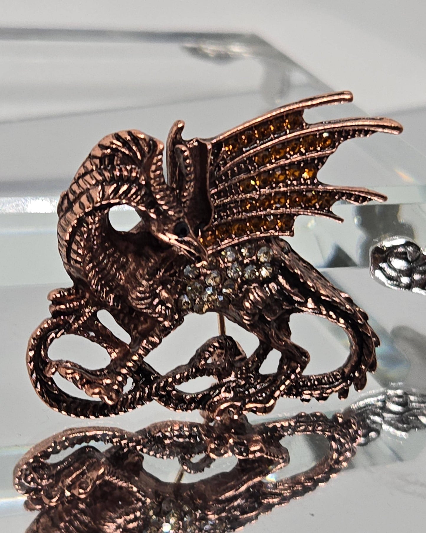 Golden Plate Dragon Brooch