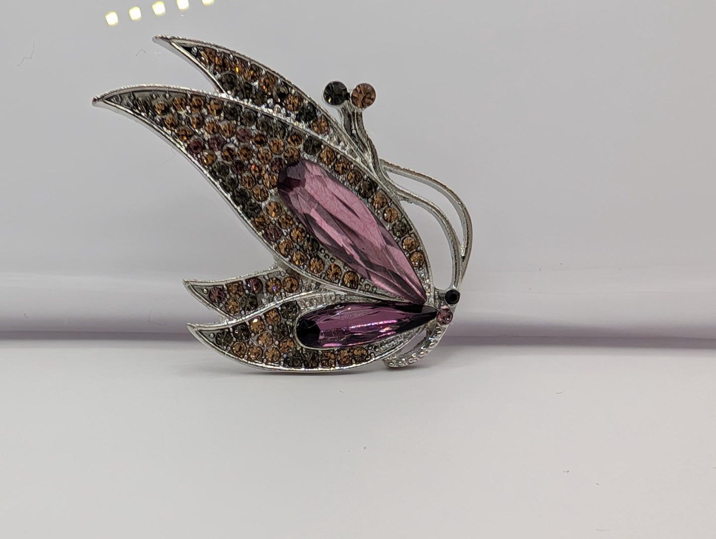 Silver Purple Topaz for DIY Bag Charm Pin Accessory or Pendant Brooch