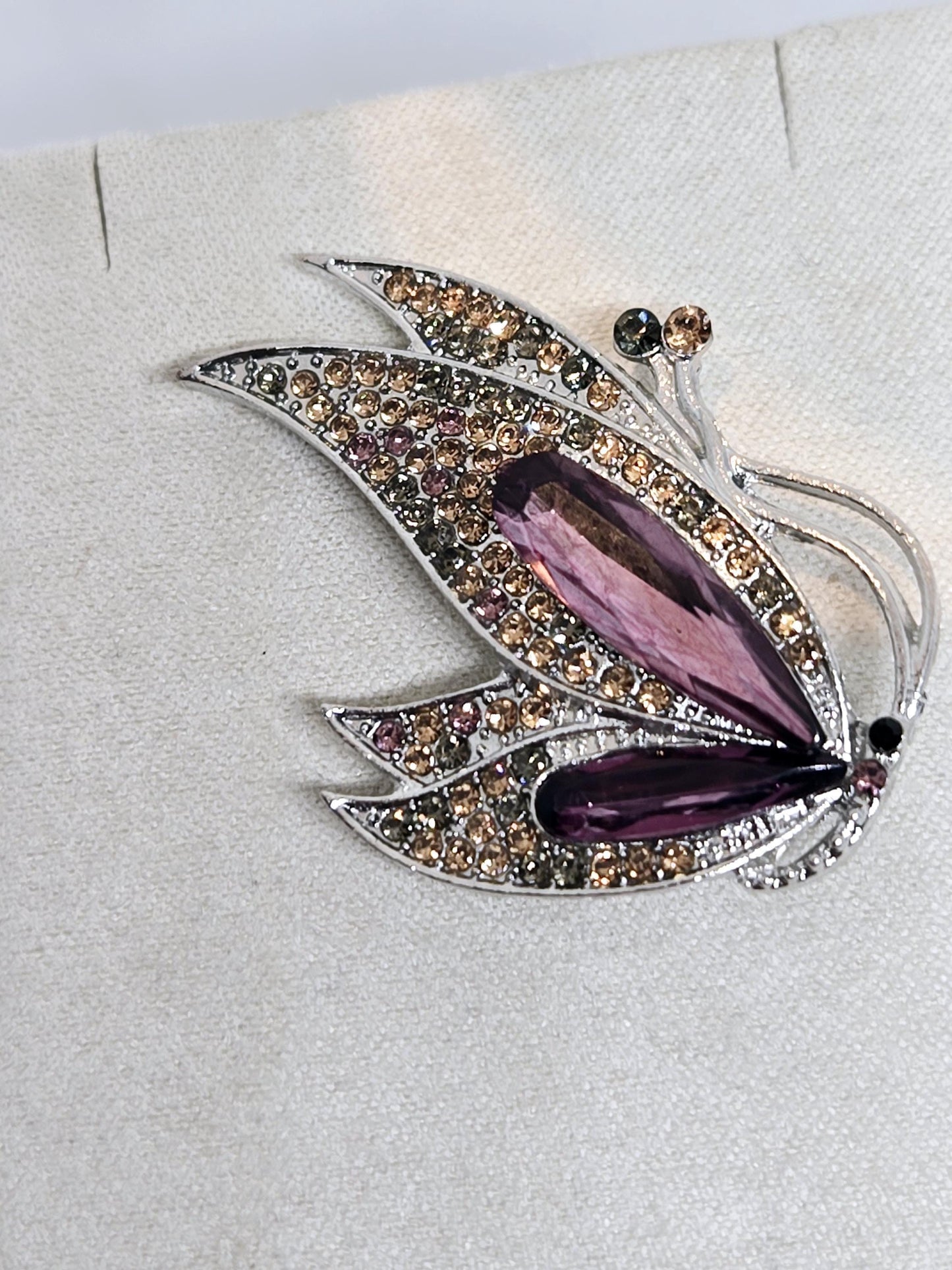 Silver Purple Topaz for DIY Bag Charm Pin Accessory or Pendant Brooch