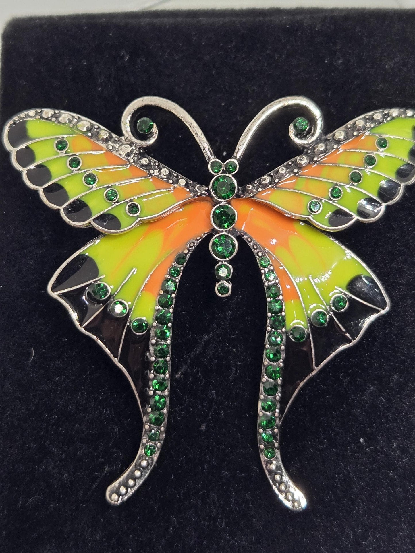 Silver Plated Neon Color Enamel Brooch