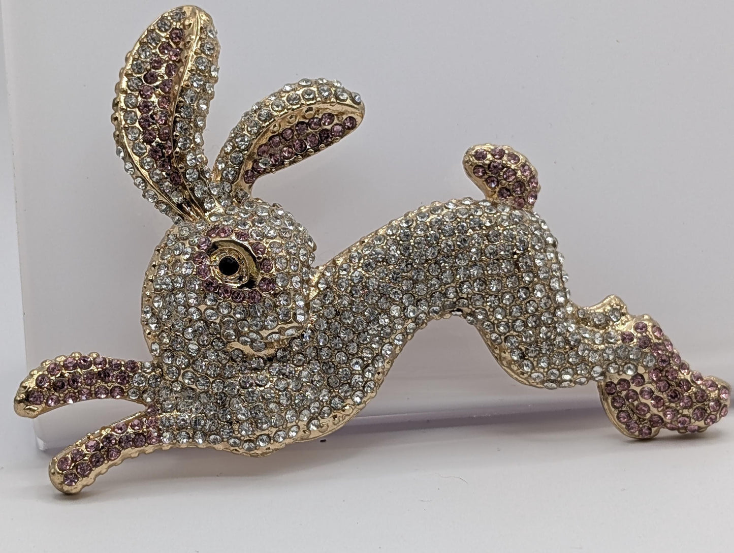 Rose Golden Plate CZ Bunny Rabbit Brooch