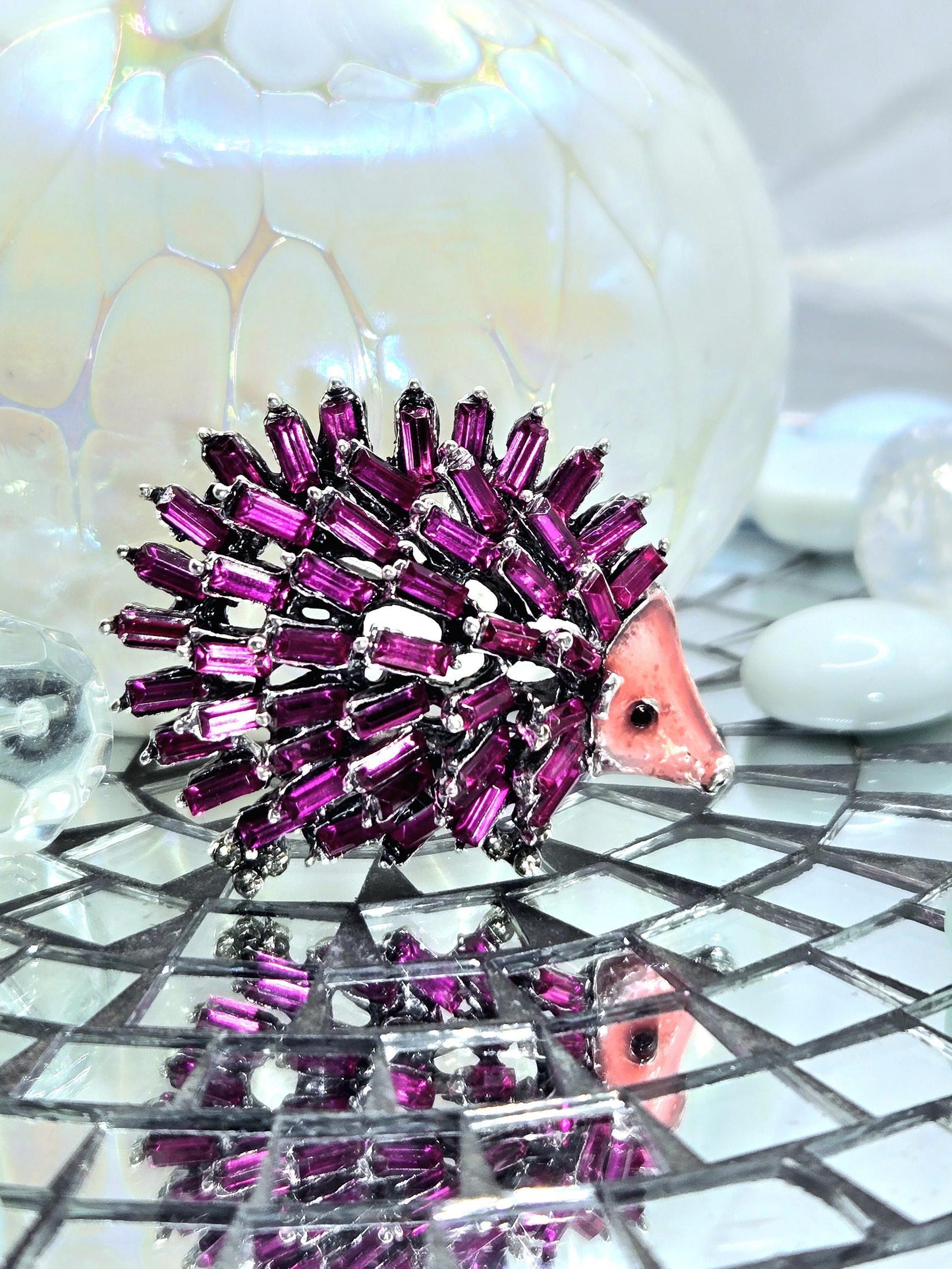 Golden Plate Fuschia Flower Brooch