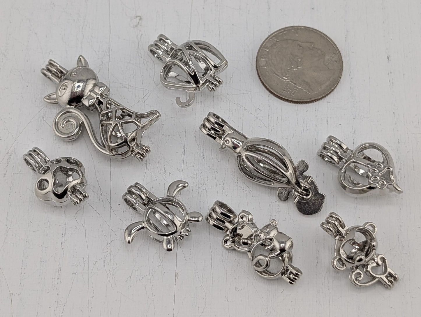 Set of 8 Gemstone Bead Holder Pendant or Bag Charm