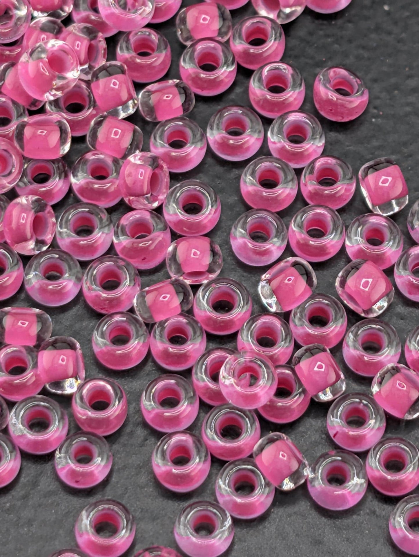 Transparent Terra Intensive Magenta Lined Clear | Preciosa Ornela Seed Beads | Size 8/0 | 15g Pkg ~630 pcs