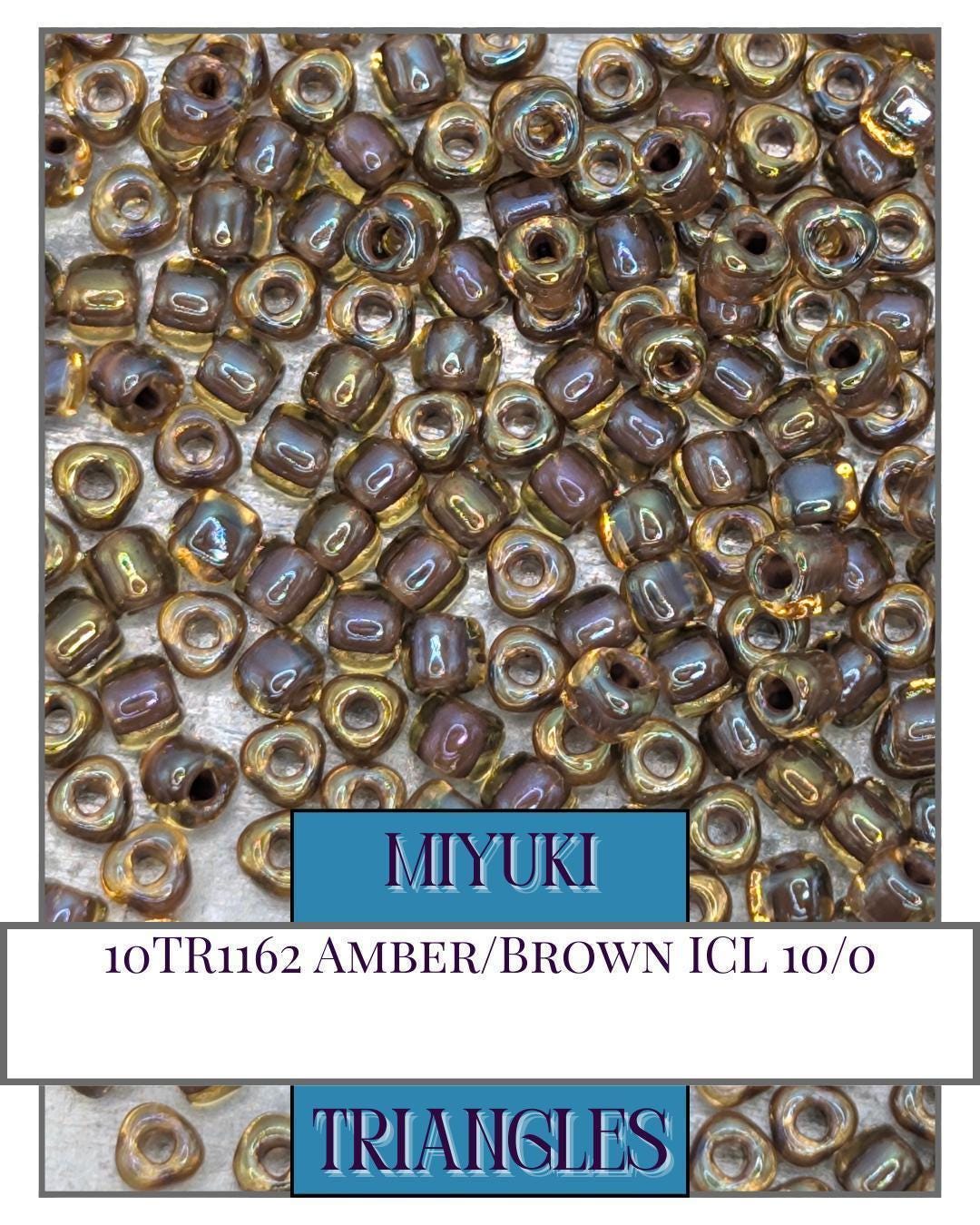 10TR1162-Miyuki Triangle Beads:Amber/Brown ICL (10g pkg)
