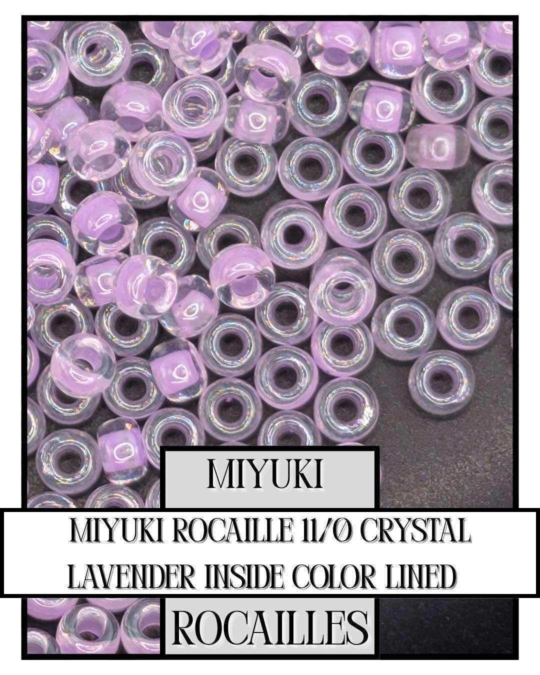11-0222 Miyuki Rocailles 11/0 | Crystal/Lavender Inside Color Lined 20g