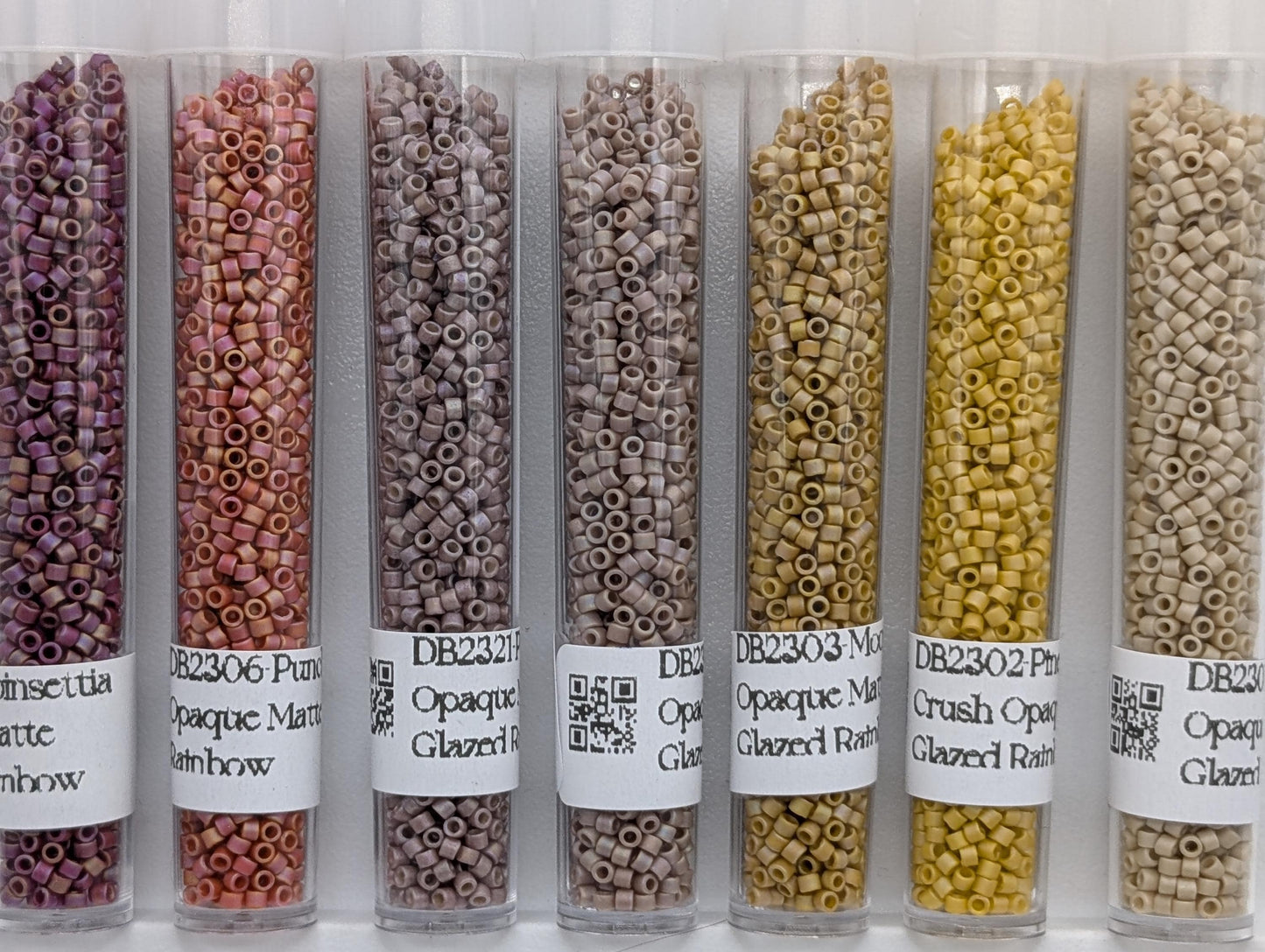 7 Miyuki Delica Size 11/0 Seed Bead Set: Matte Glazed Japanese Glass Seed Beads 7g of ea. color (~1400 beads per 7g)