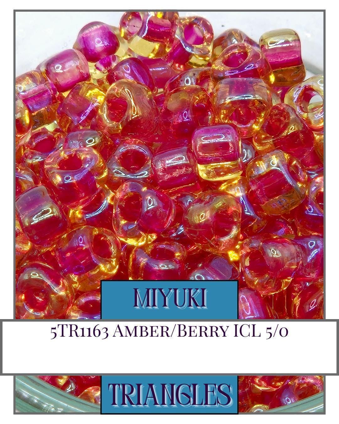 5TR1163-Miyuki Triangle Beads:Amber/Berry ICL (10g pkg)